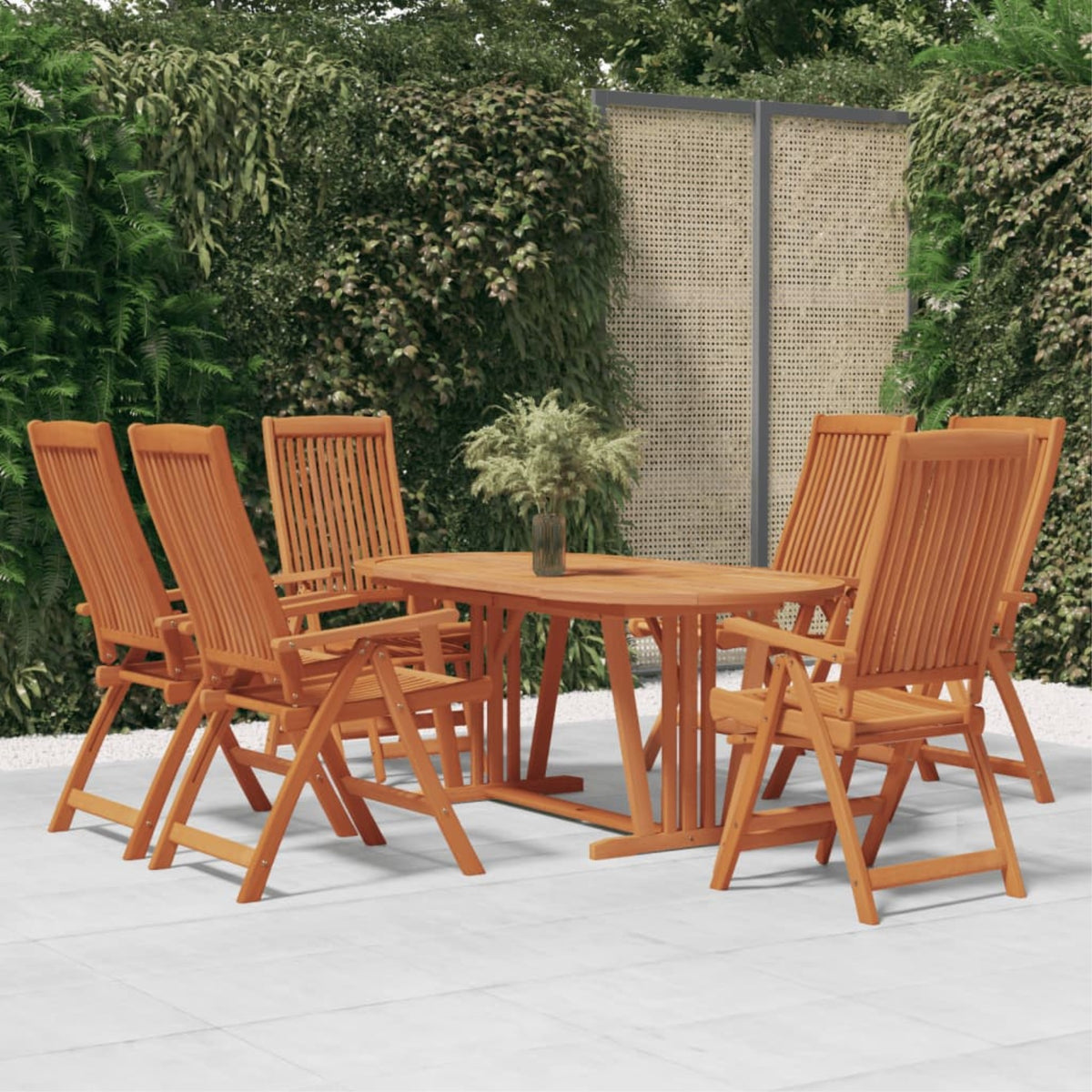 Vidaxl 7 Piece Patio Dining Set Solid Wood Eucalyptus