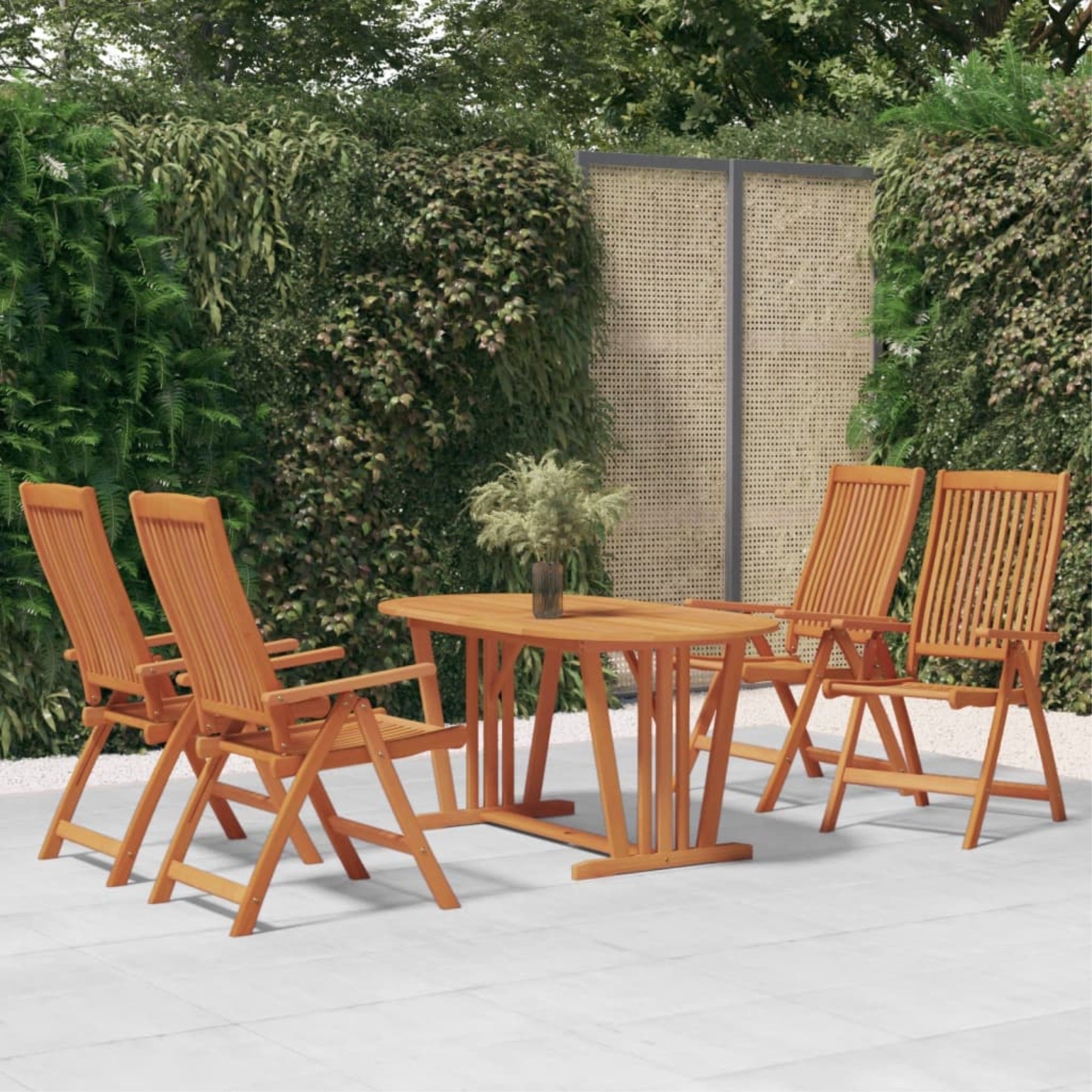 Vidaxl Folding Patio Chairs 4 Pcs Solid Wood Eucalyptus
