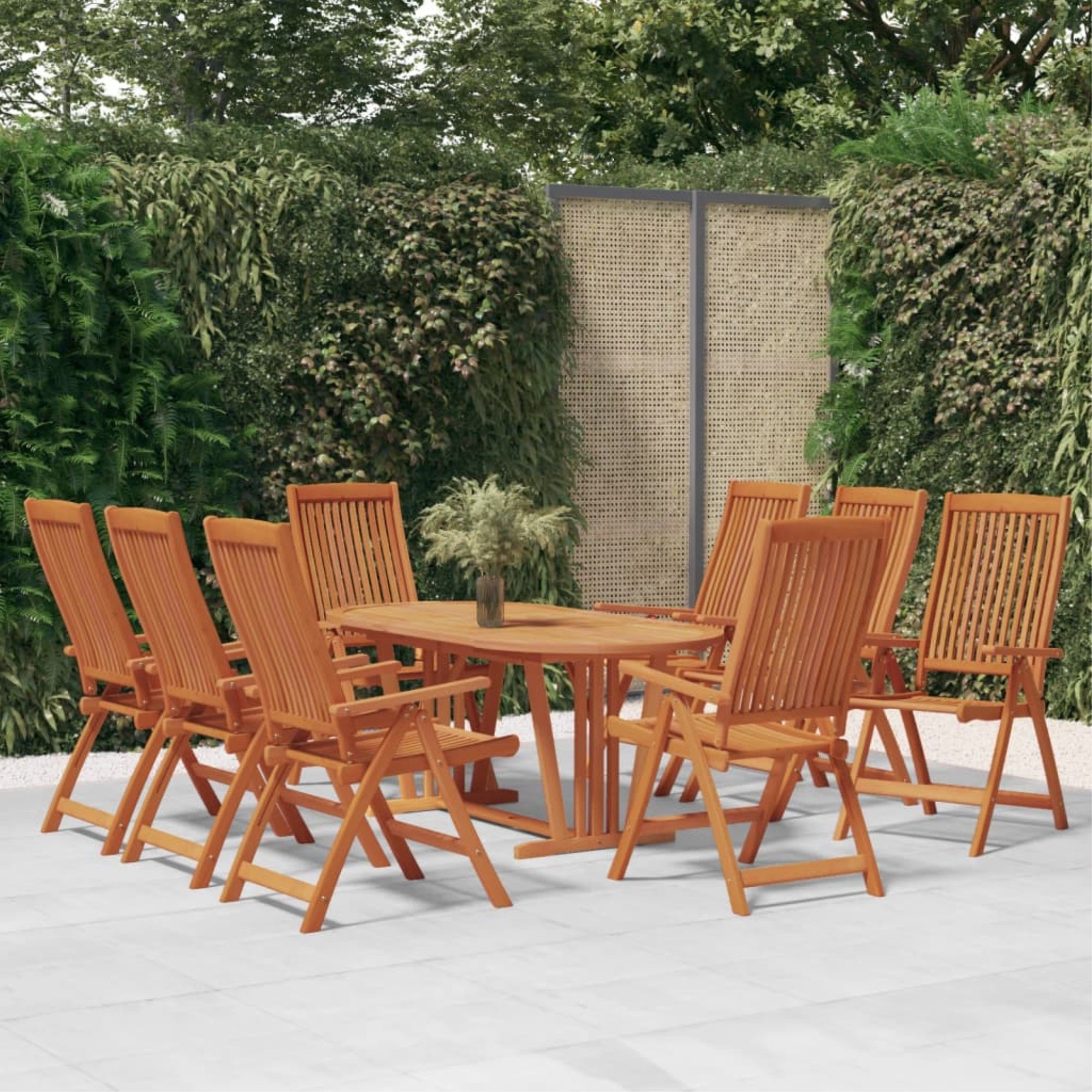 Vidaxl Folding Patio Chairs 8 Pcs Solid Wood Eucalyptus