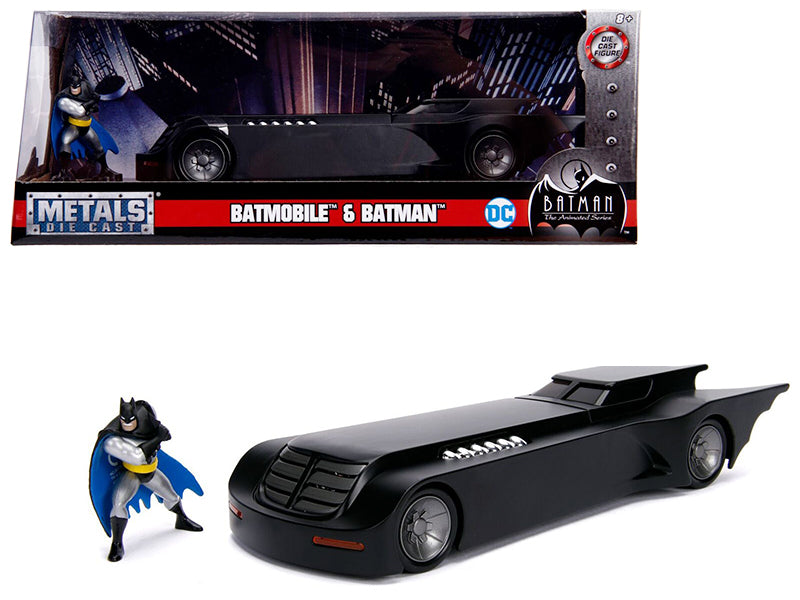 Batmobile With Batman Diecast Figure 'Animated Series' Dc Comics Series 1/24 Diecast Model Car By Jada