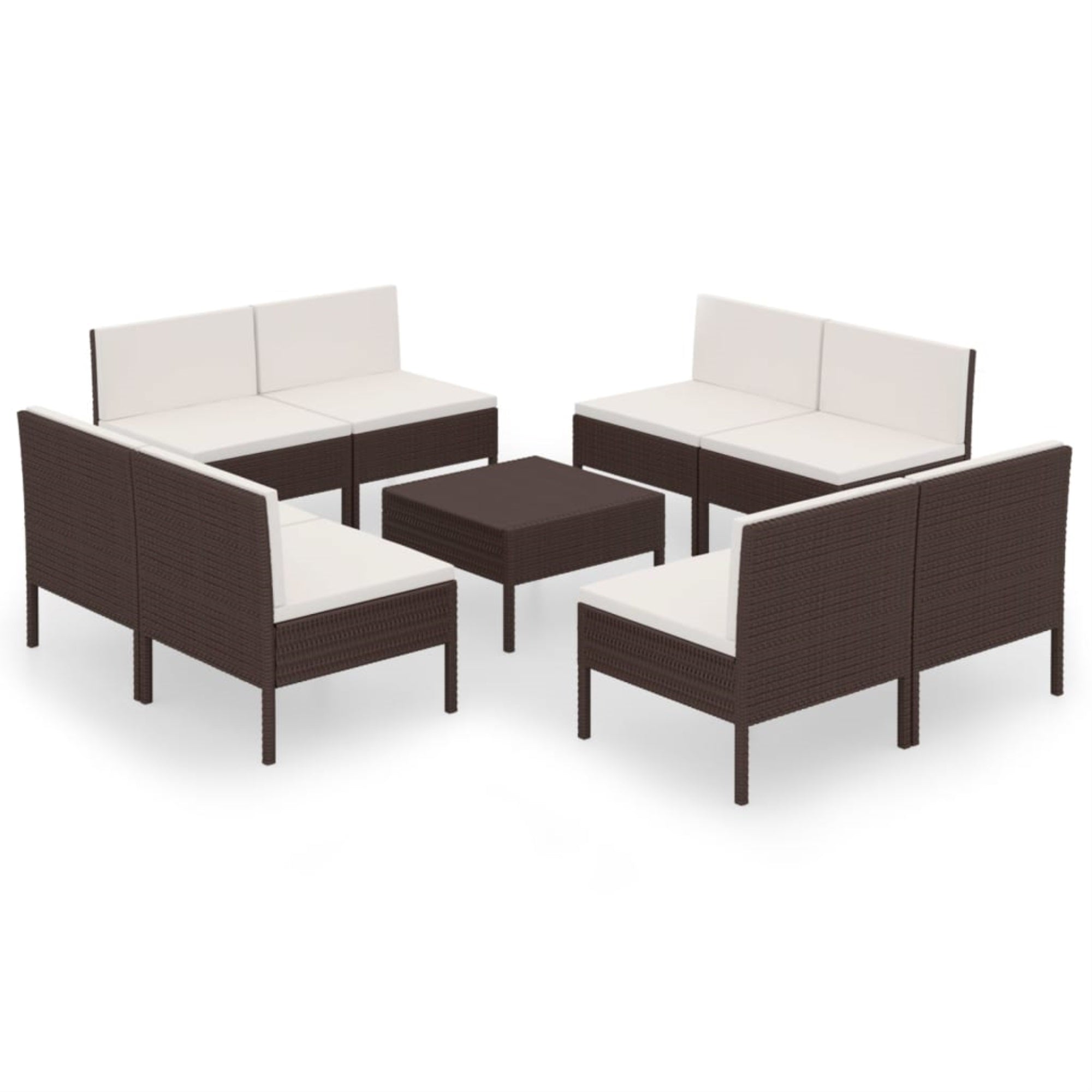 Vidaxl 9 Piece Patio Lounge Set With Cushions Poly Rattan Brown