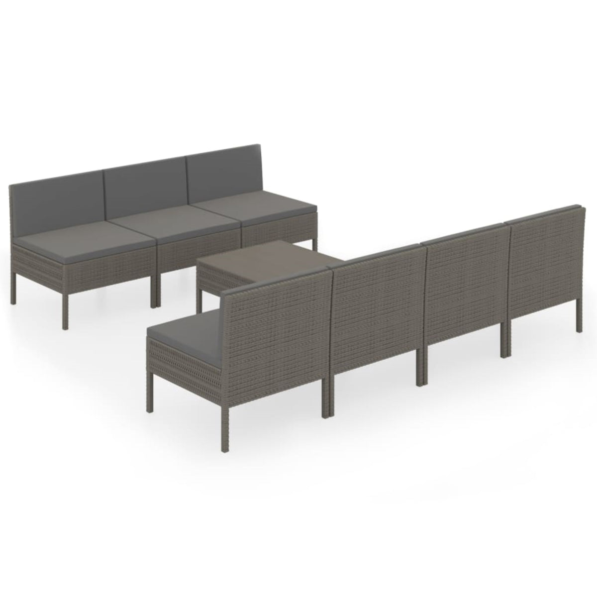 Vidaxl 8 Piece Patio Lounge Set With Cushions Poly Rattan Gray
