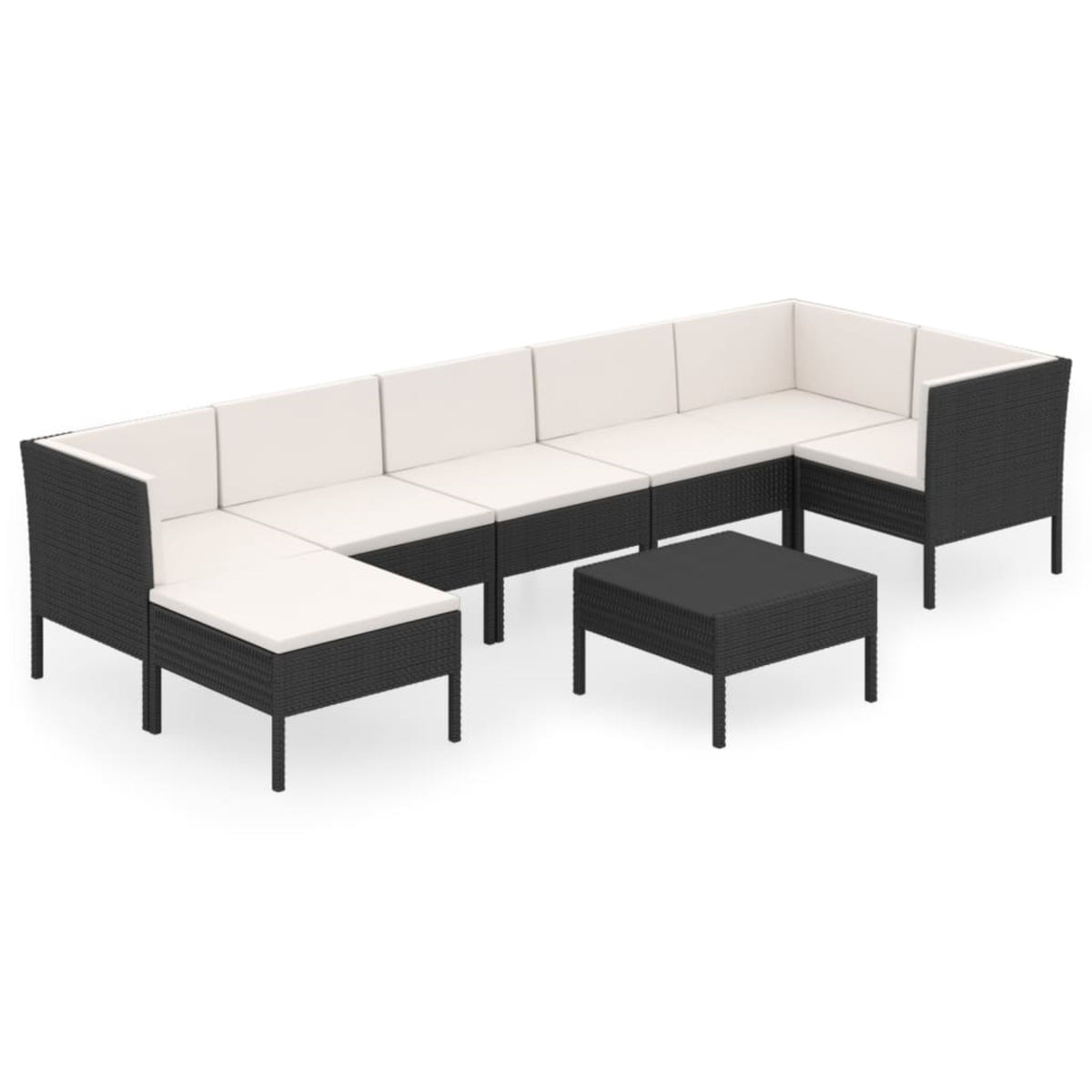 Vidaxl 8 Piece Patio Lounge Set With Cushions Poly Rattan Black