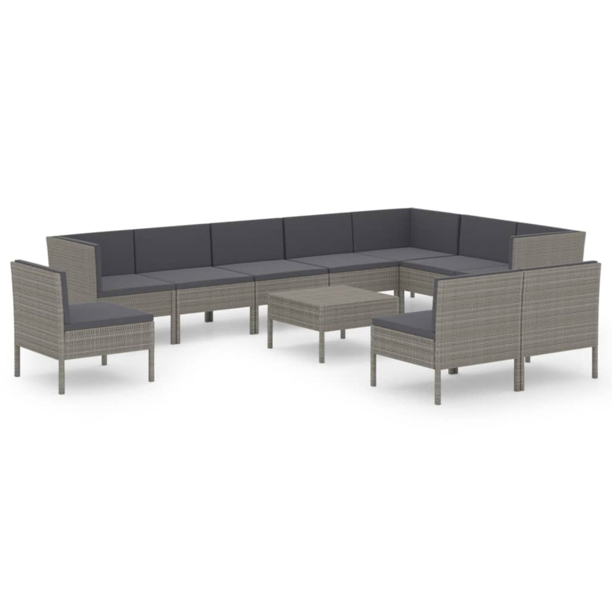 Vidaxl 11 Piece Patio Lounge Set With Cushions Poly Rattan Gray
