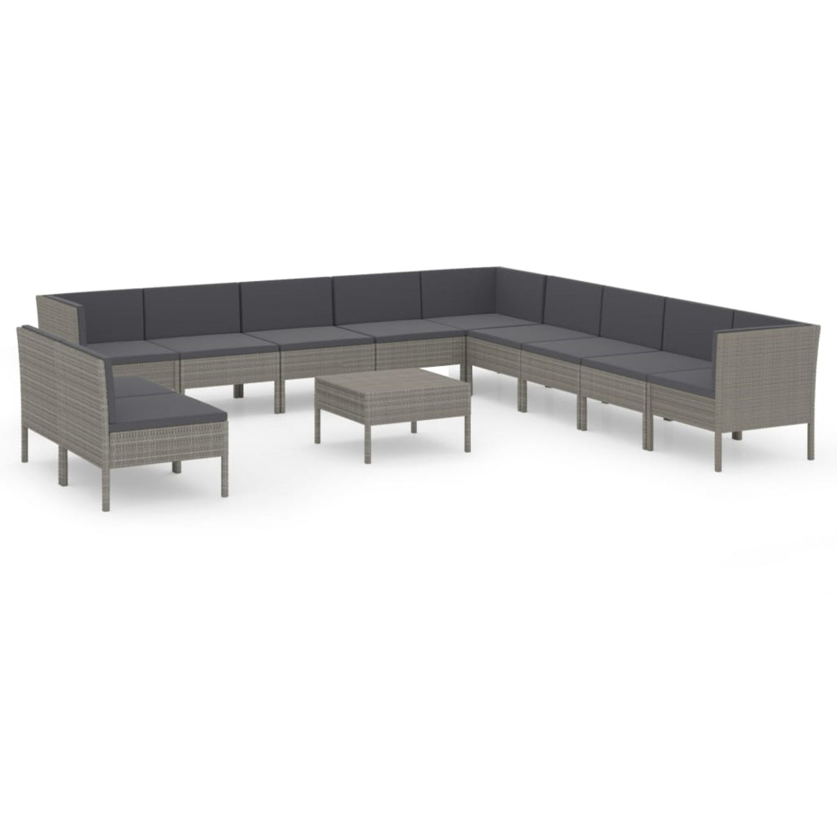 Vidaxl 12 Piece Patio Lounge Set With Cushions Poly Rattan Gray
