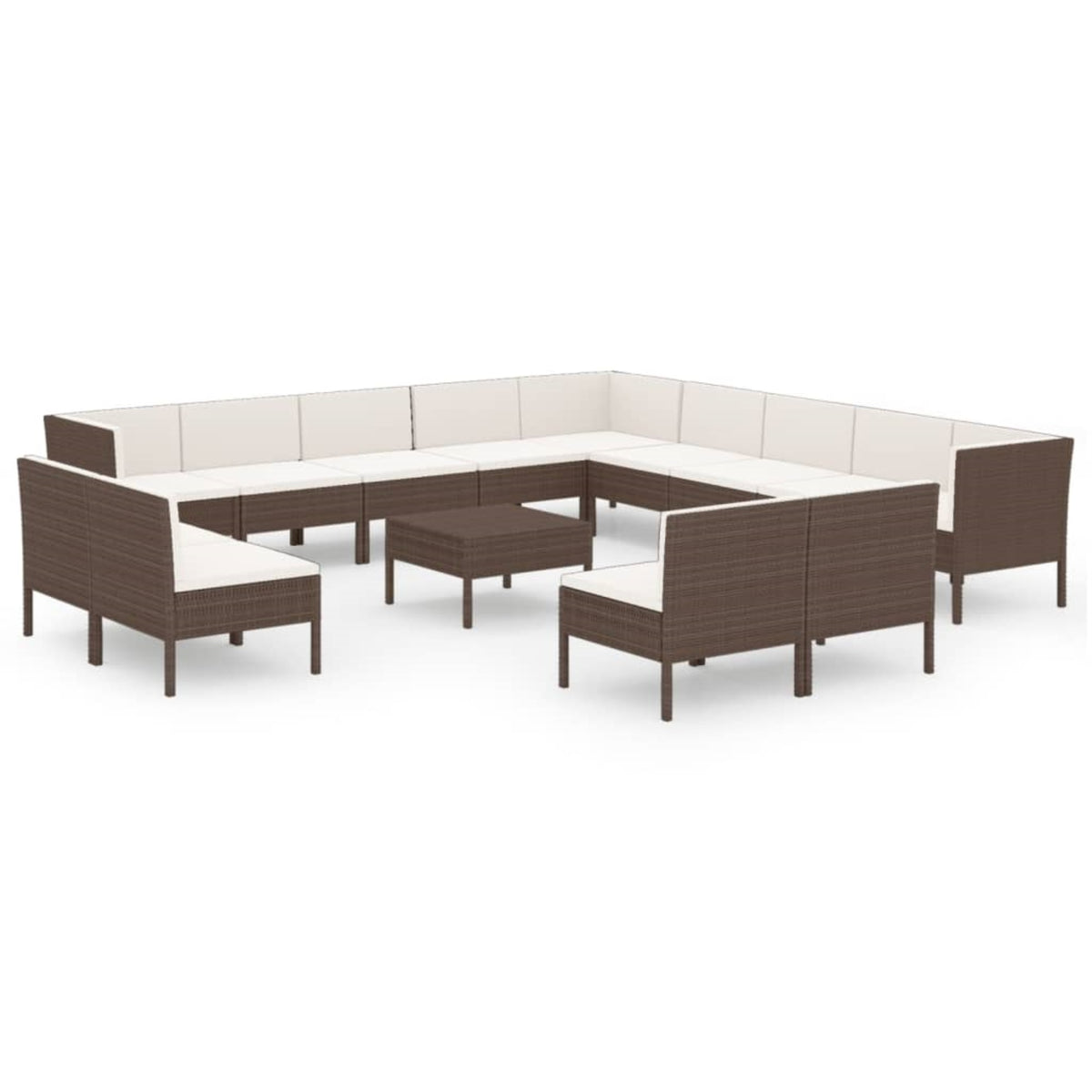 Vidaxl 14 Piece Patio Lounge Set With Cushions Poly Rattan Brown