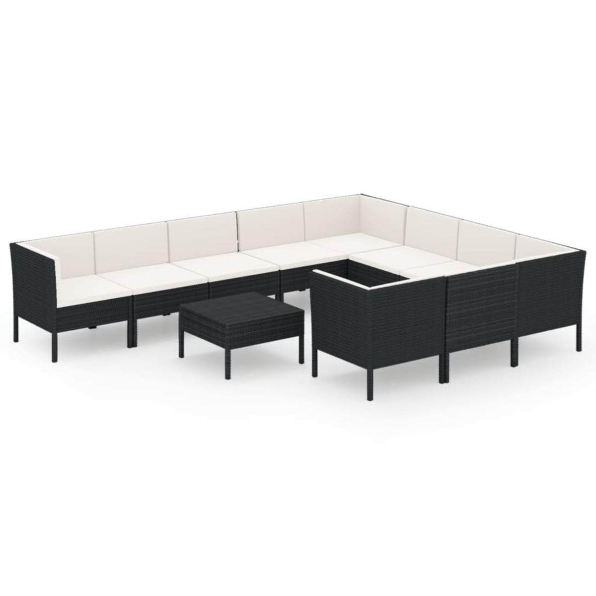 Vidaxl 11 Piece Patio Lounge Set With Cushions Poly Rattan Black