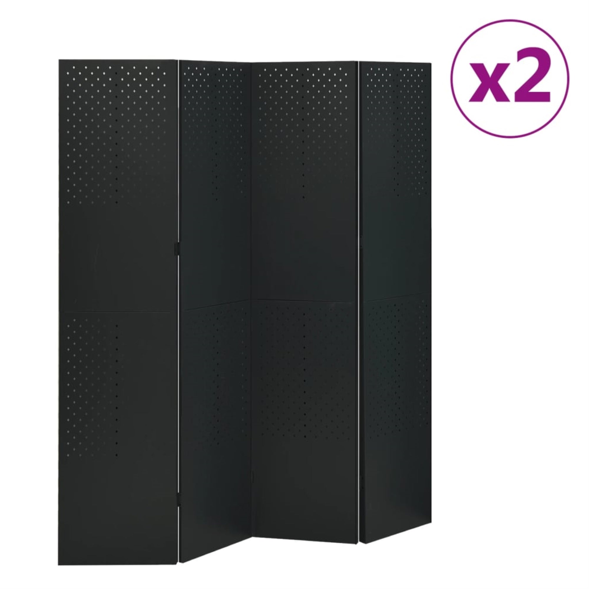 Vidaxl 4-Panel Room Dividers 2 Pcs Black 63'X70.9' Steel