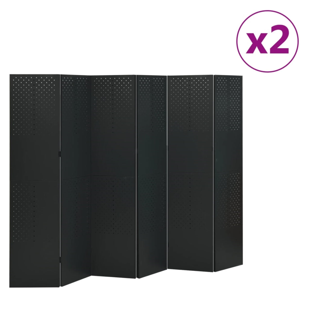 Vidaxl 6-Panel Room Dividers 2 Pcs Black 94.5'X70.9' Steel