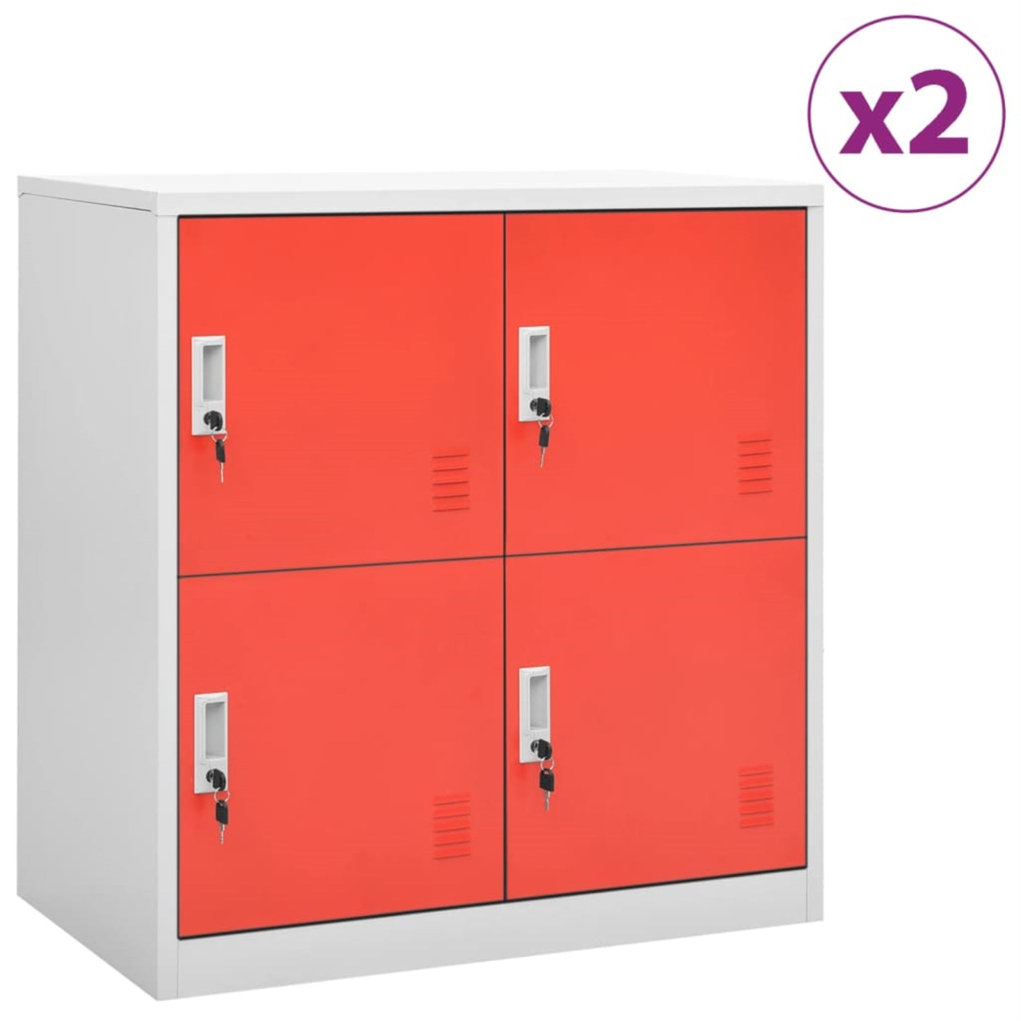 Vidaxl Locker Cabinets 2 Pcs Light Gray And Red 35.4'X17.7'X36.4' Steel