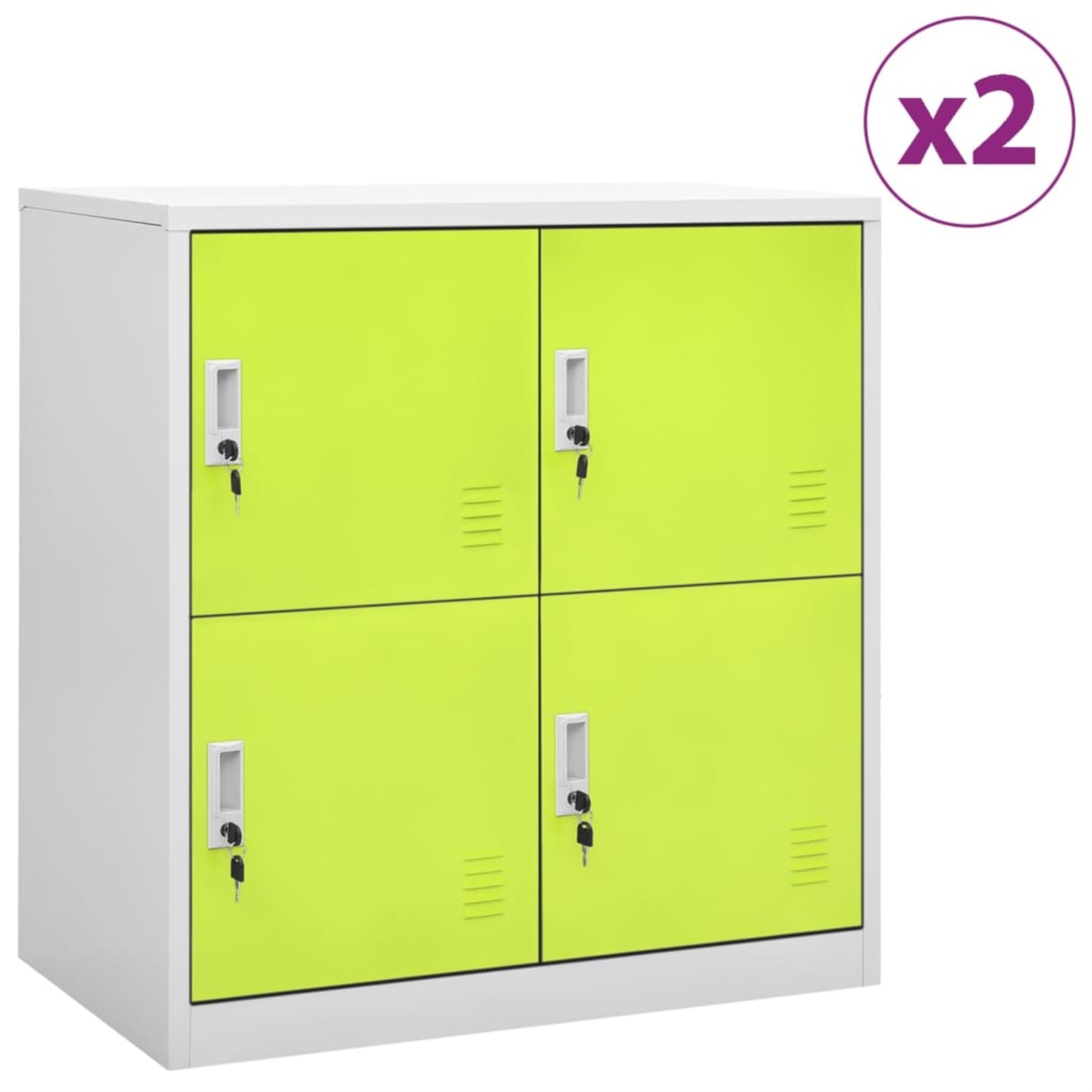 Vidaxl Locker Cabinets 2 Pcs Light Gray And Green 35.4'X17.7'X36.4' Steel