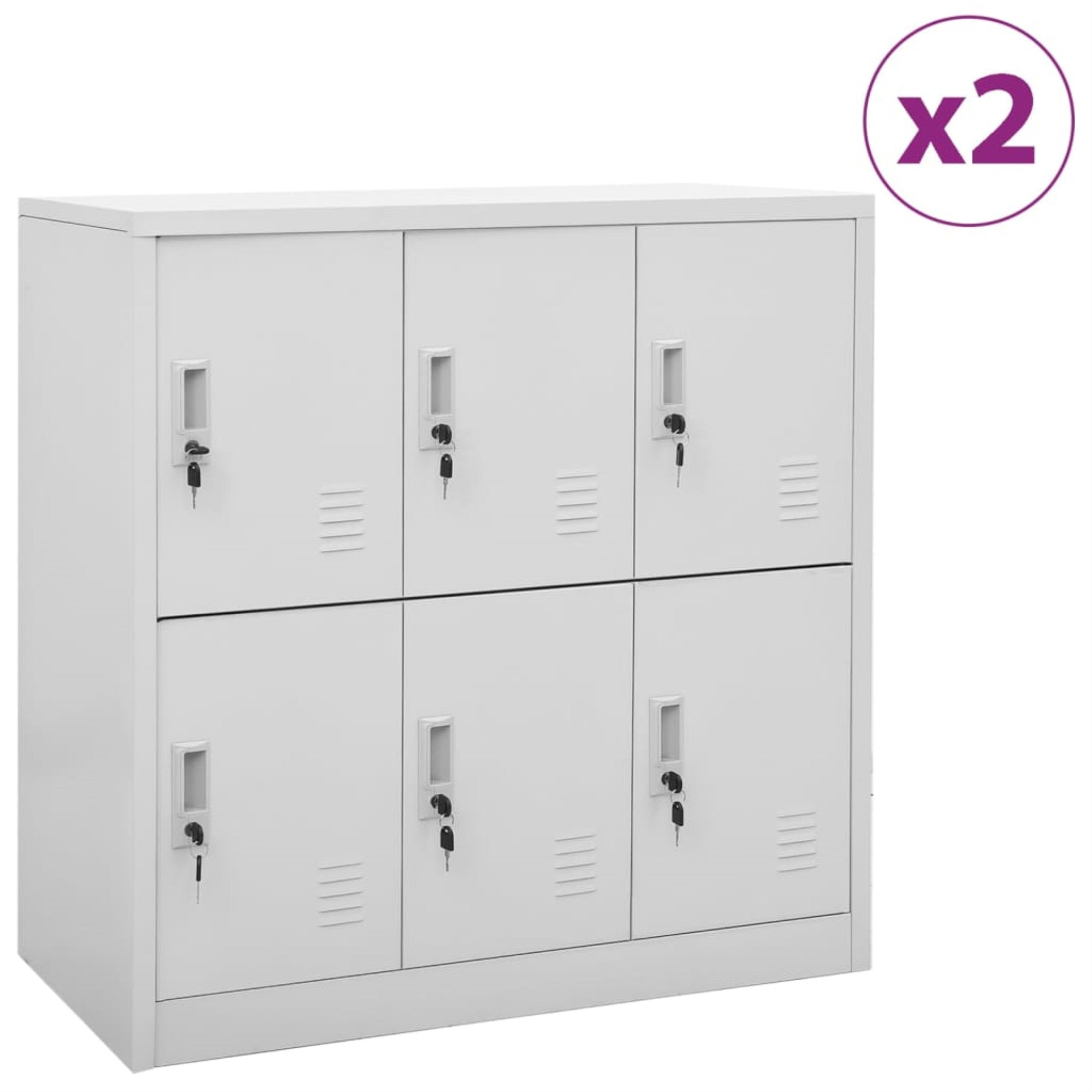 Vidaxl Locker Cabinets 2 Pcs Light Gray 35.4'X17.7'X36.4' Steel