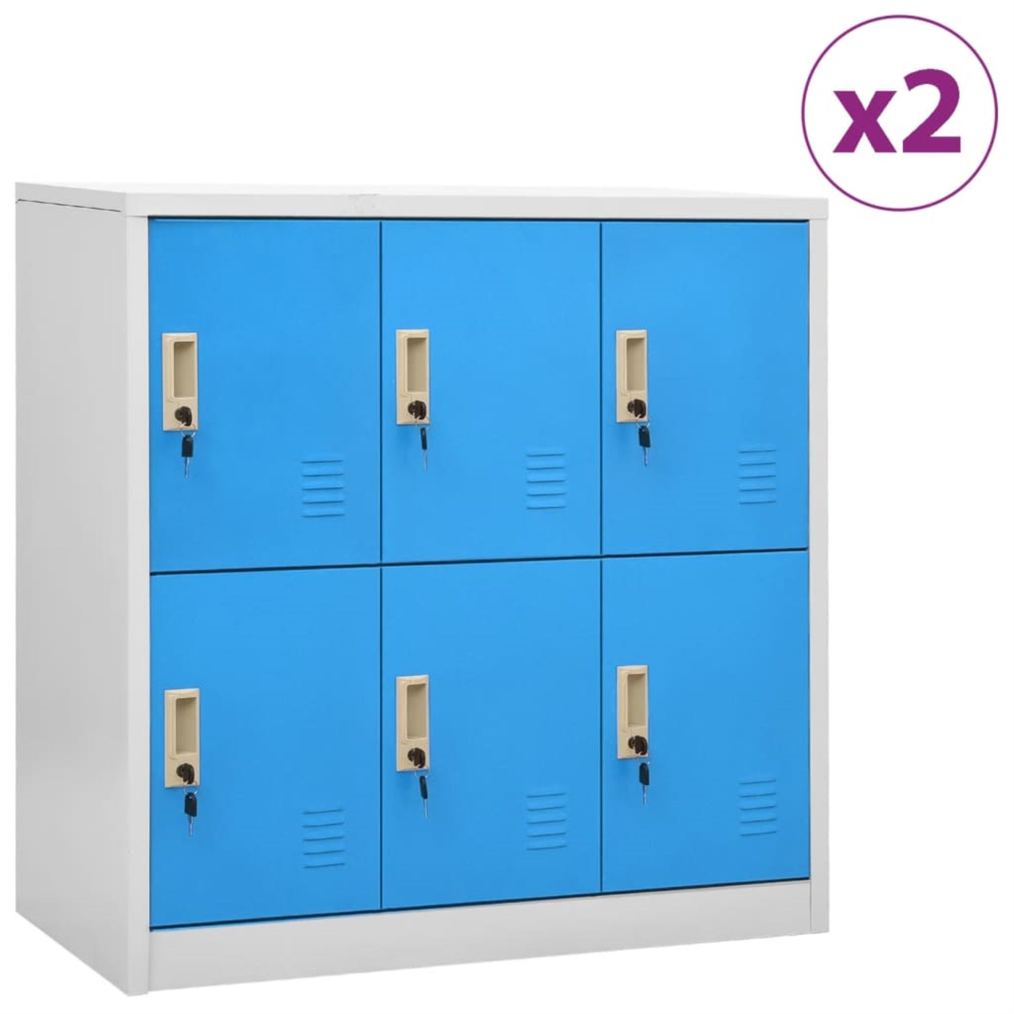 Vidaxl Locker Cabinets 2 Pcs Light Gray And Blue 35.4'X17.7'X36.4' Steel