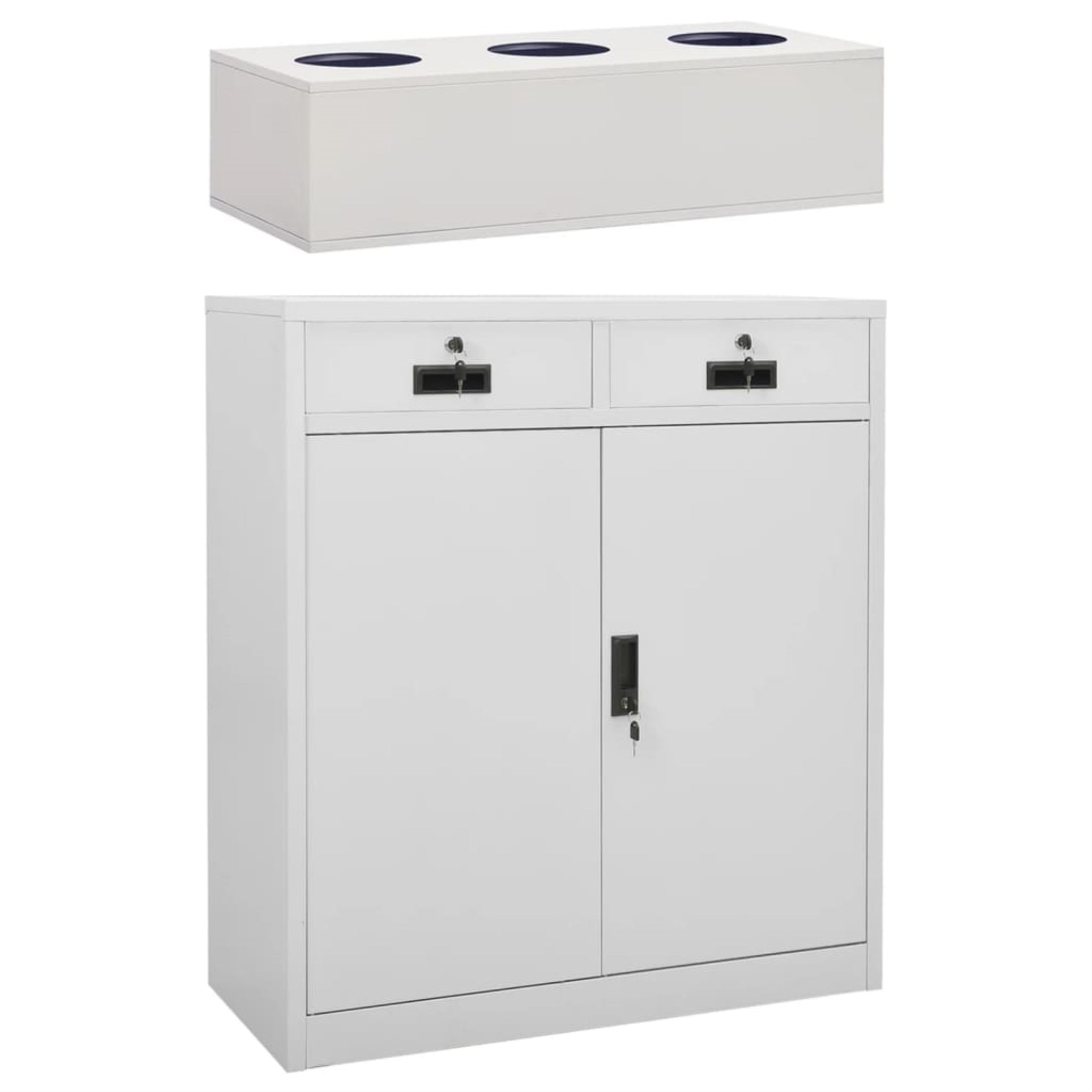 Vidaxl Office Cabinet With Planter Box Light Gray 35.4'X15.7'X49.2' Steel
