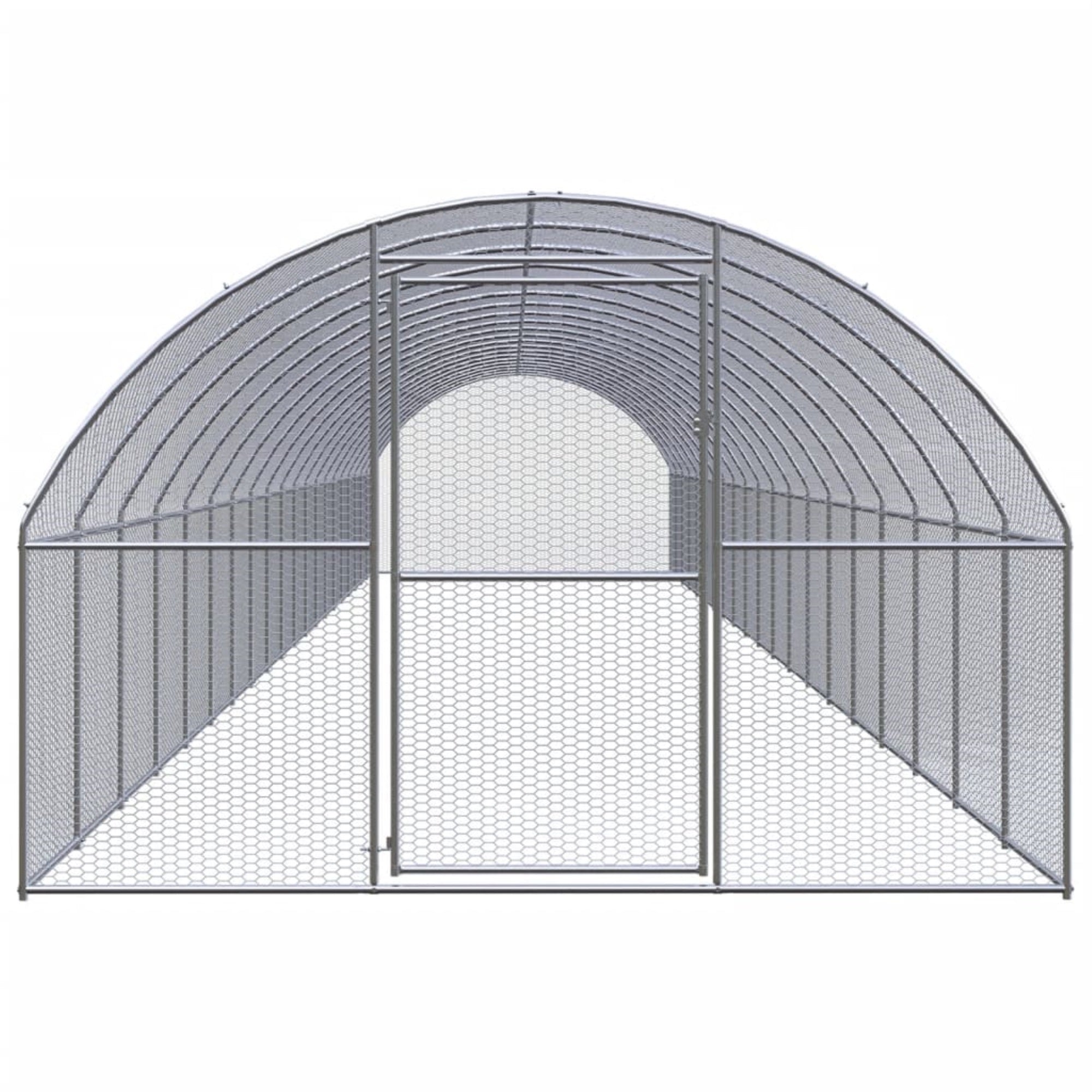 Vidaxl Outdoor Chicken Coop 9.8'X65.6'X6.6' Galvanized Steel