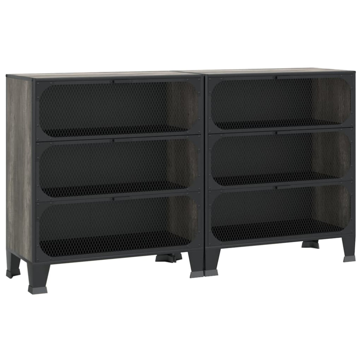Vidaxl Storage Cabinets 2 Pcs Gray 28.3'X14.2'X32.3' Metal And Mdf