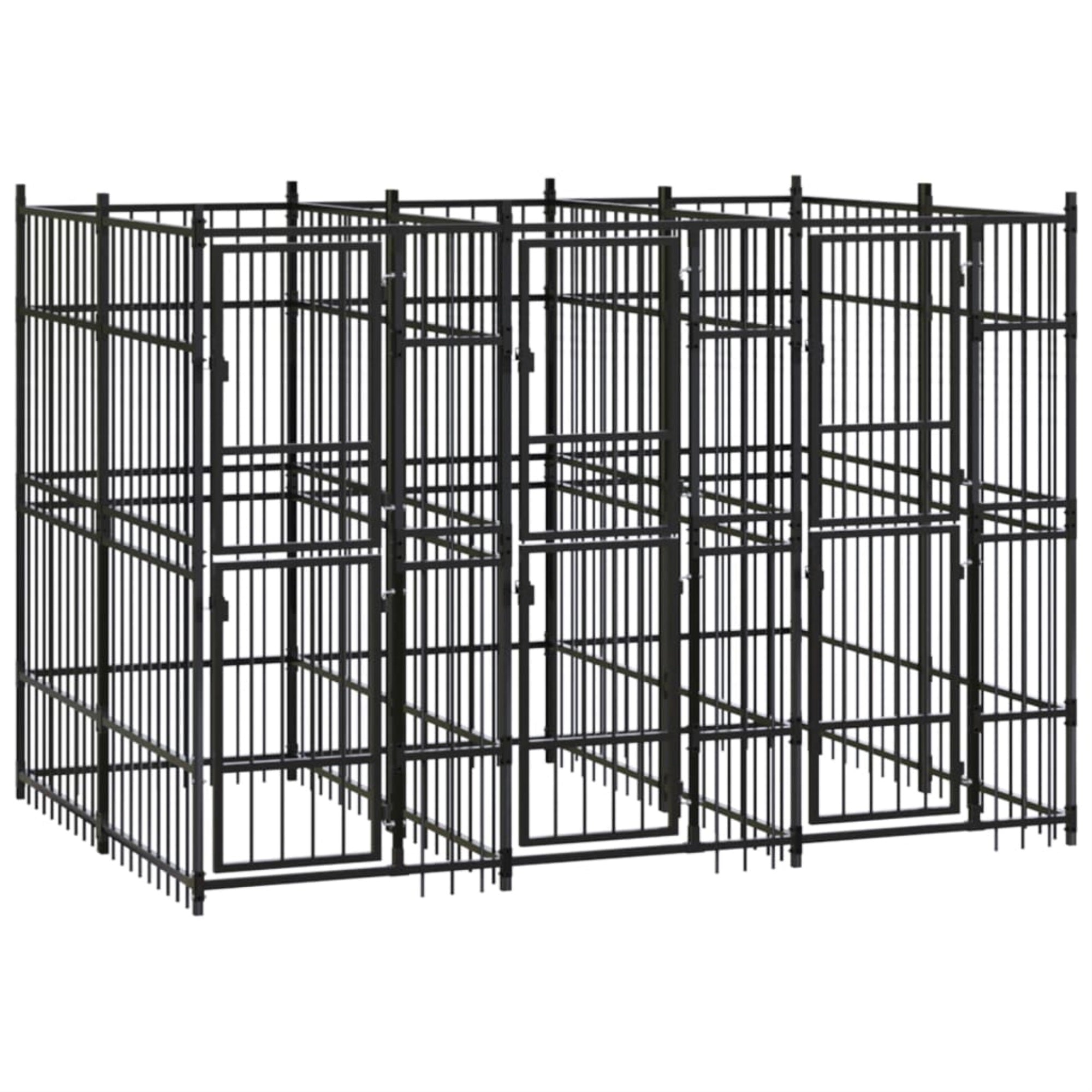 Vidaxl Outdoor Dog Kennel Steel 59.5 Ft