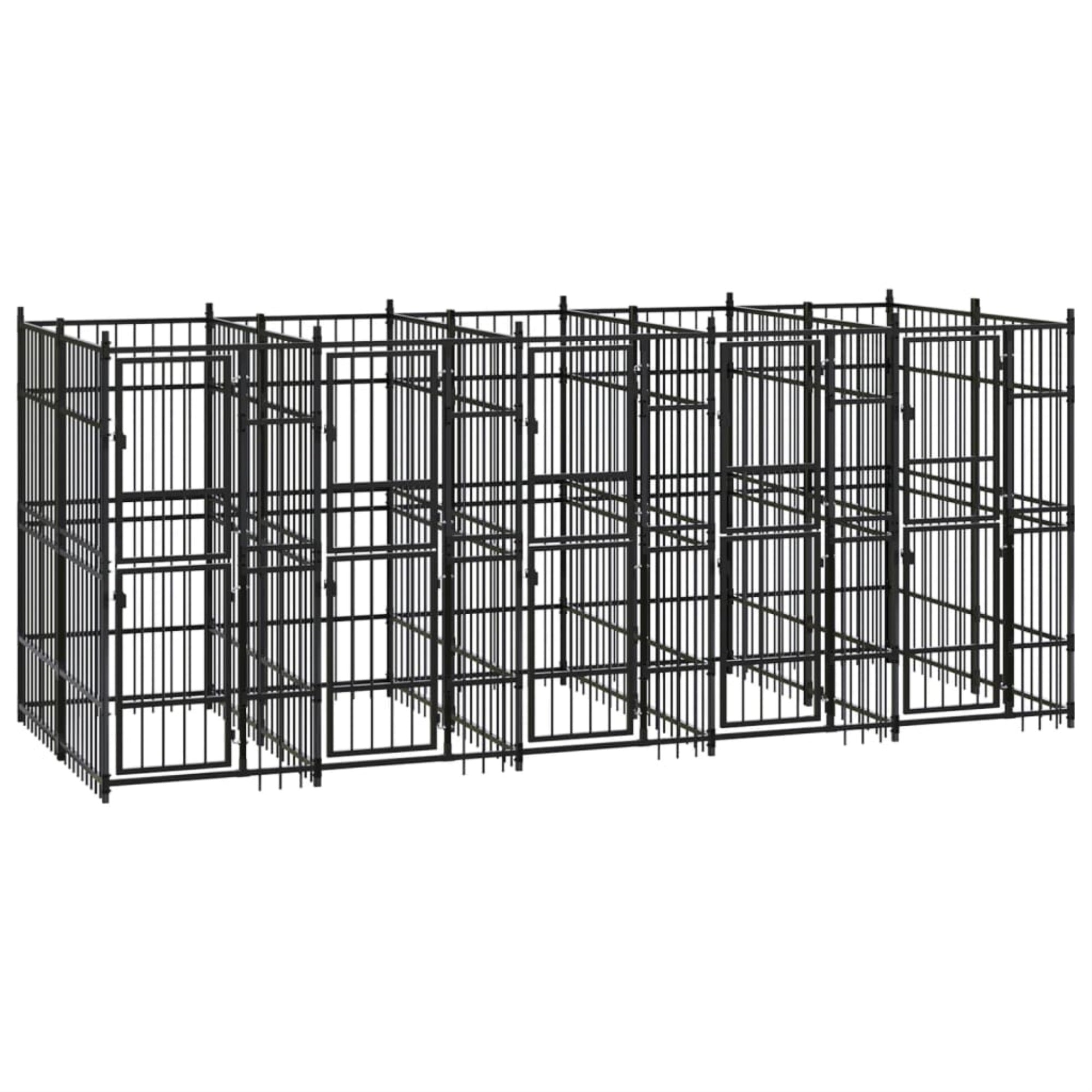 Vidaxl Outdoor Dog Kennel Steel 99.2 Ft