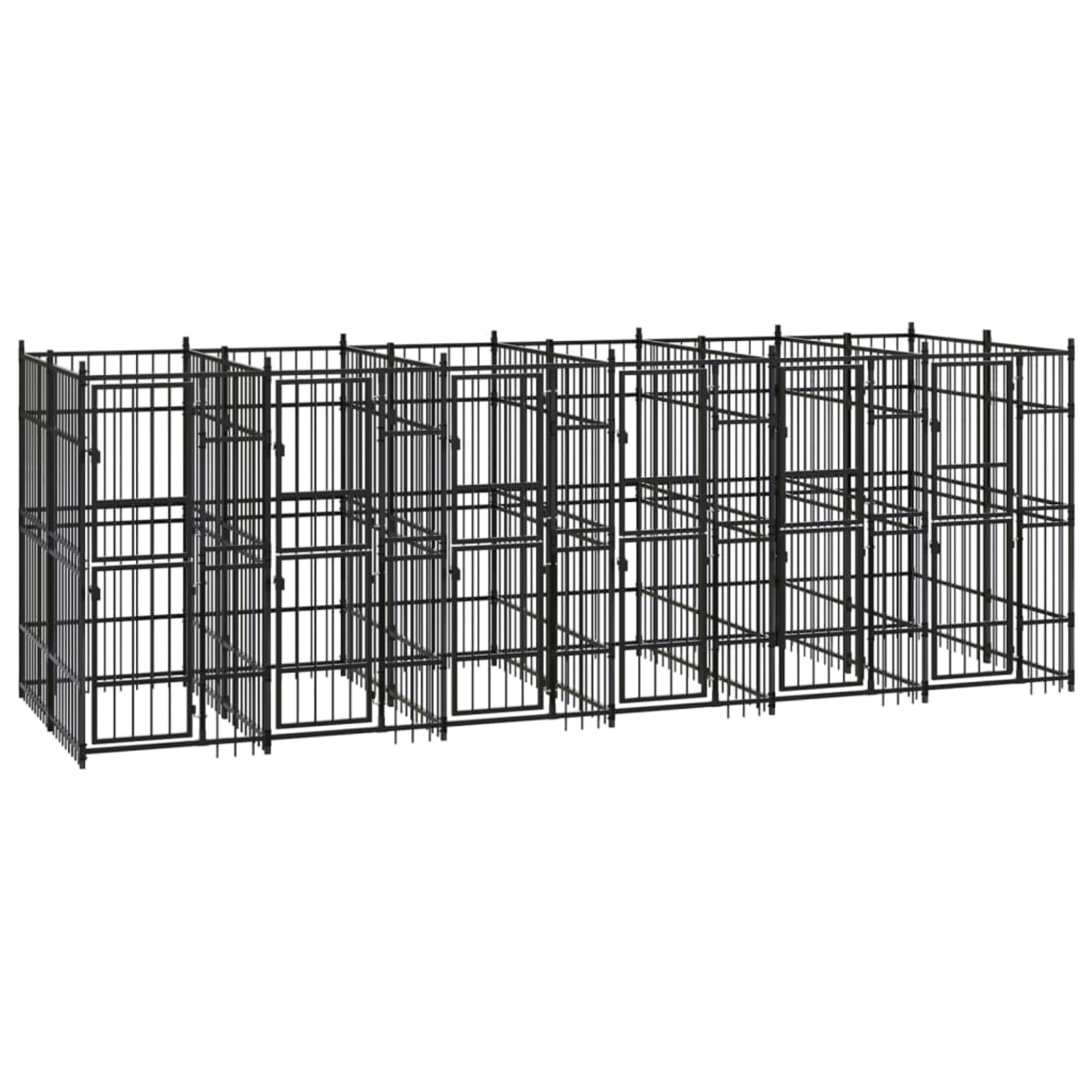 Vidaxl Outdoor Dog Kennel Steel 119 Ft