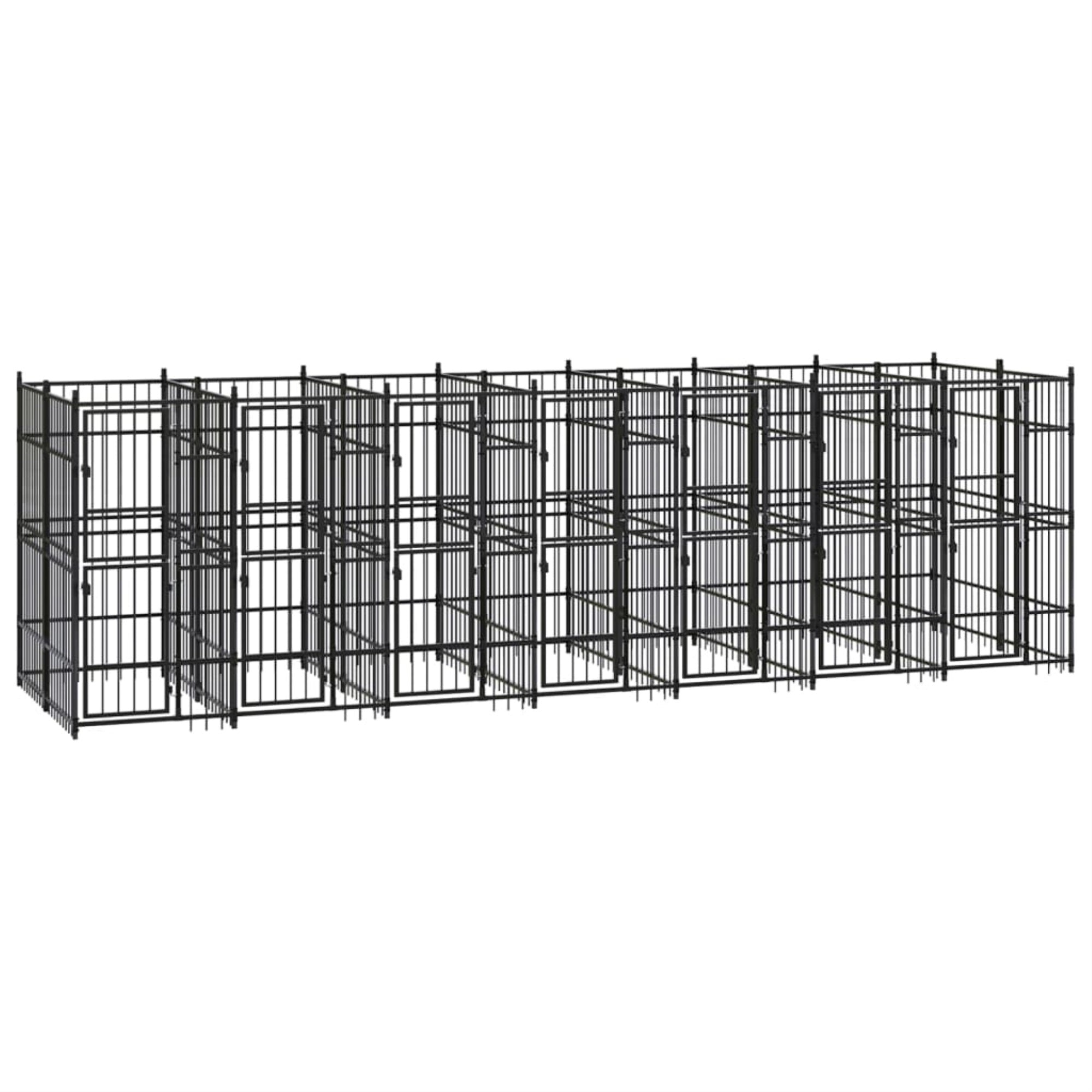 Vidaxl Outdoor Dog Kennel Steel 138.9 Ft