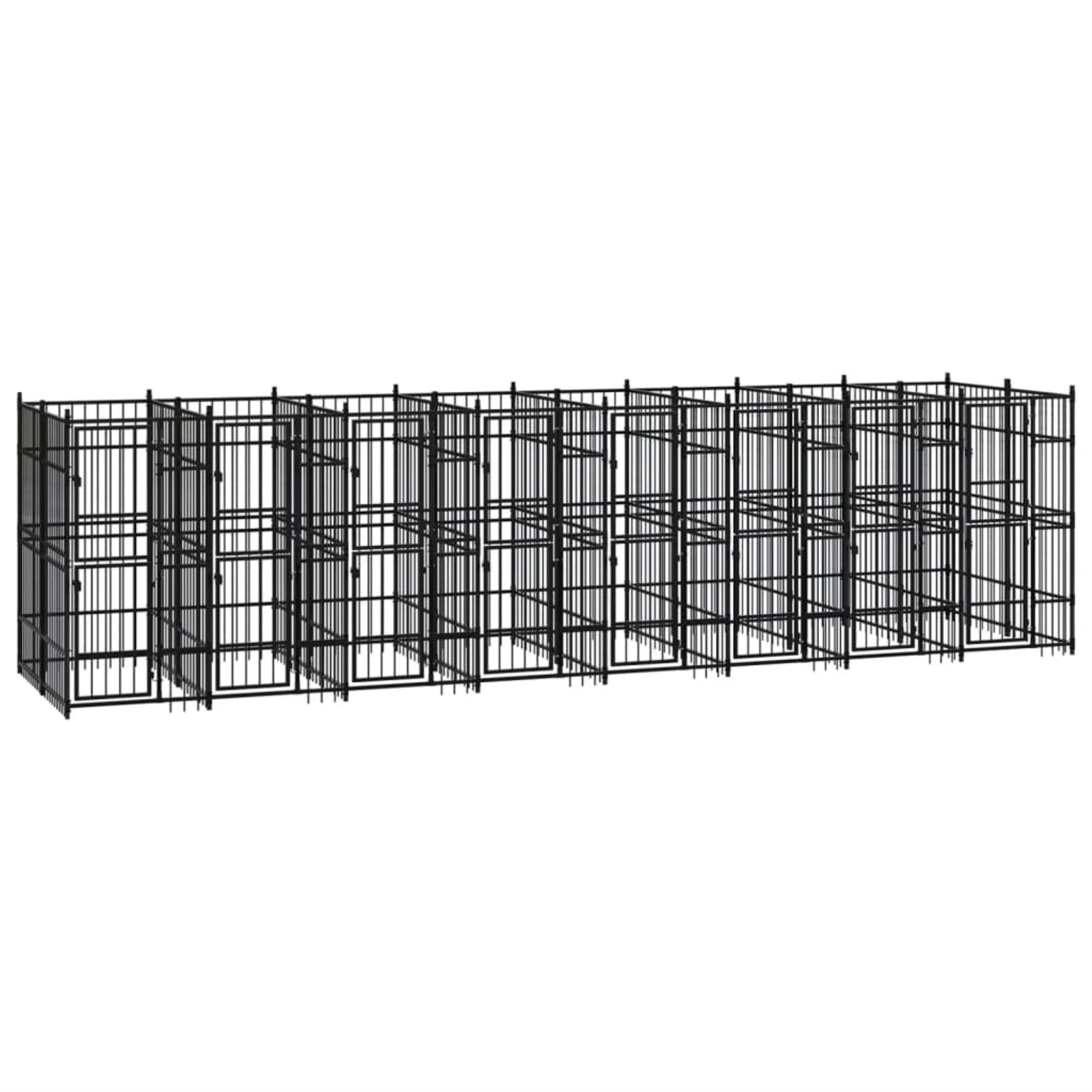 Vidaxl Outdoor Dog Kennel Steel 158.8 Ft