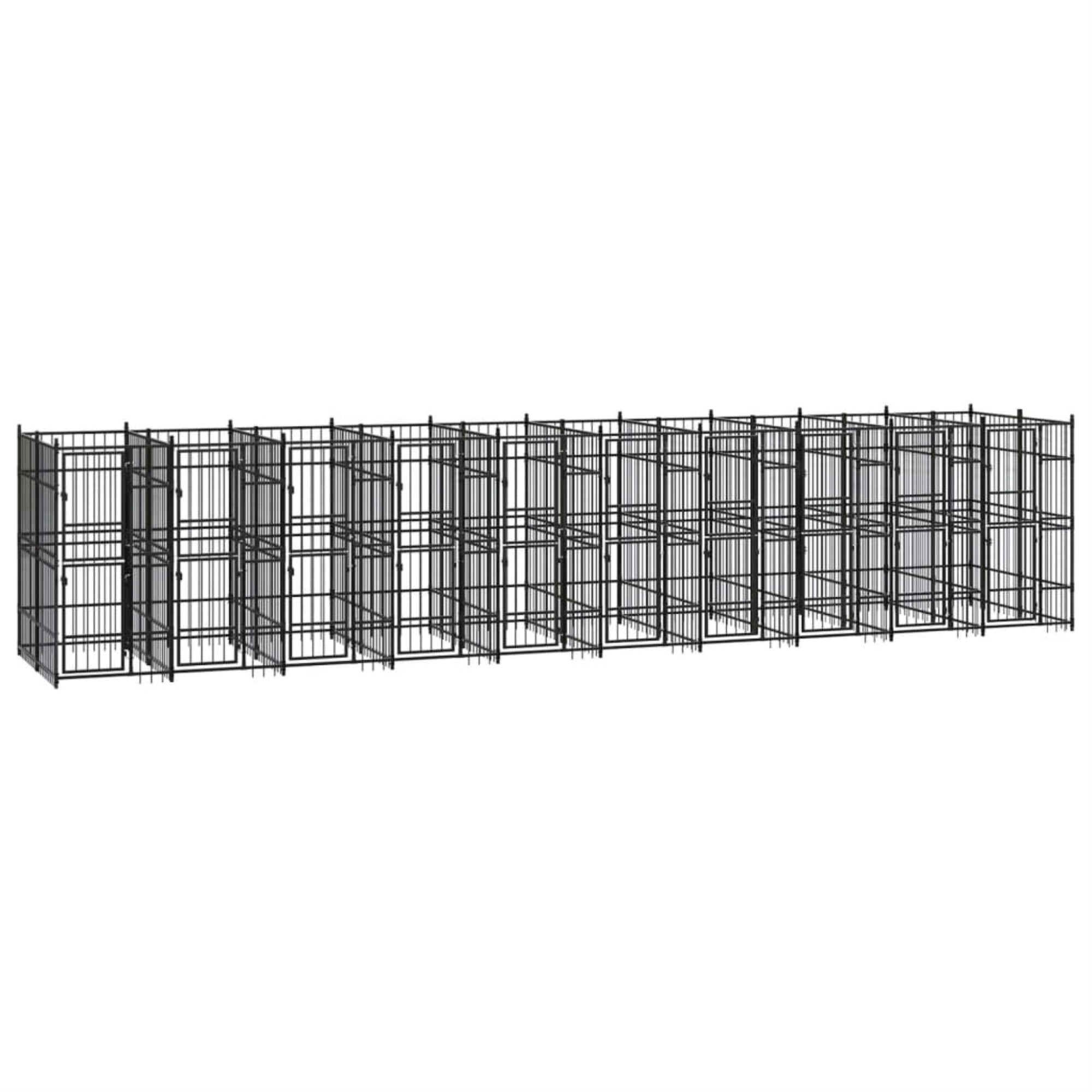 Vidaxl Outdoor Dog Kennel Steel 198.4 Ft