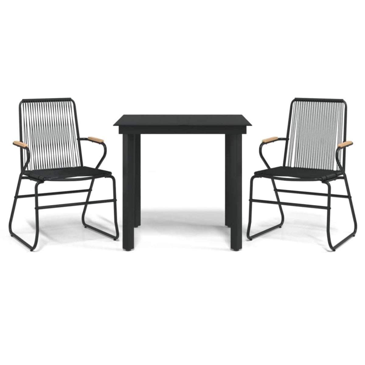 Vidaxl 3 Piece Patio Dining Set Black Pvc Rattan