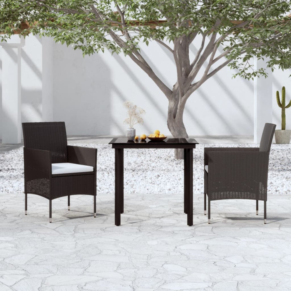 Vidaxl 3 Piece Patio Dining Set With Cushions Black
