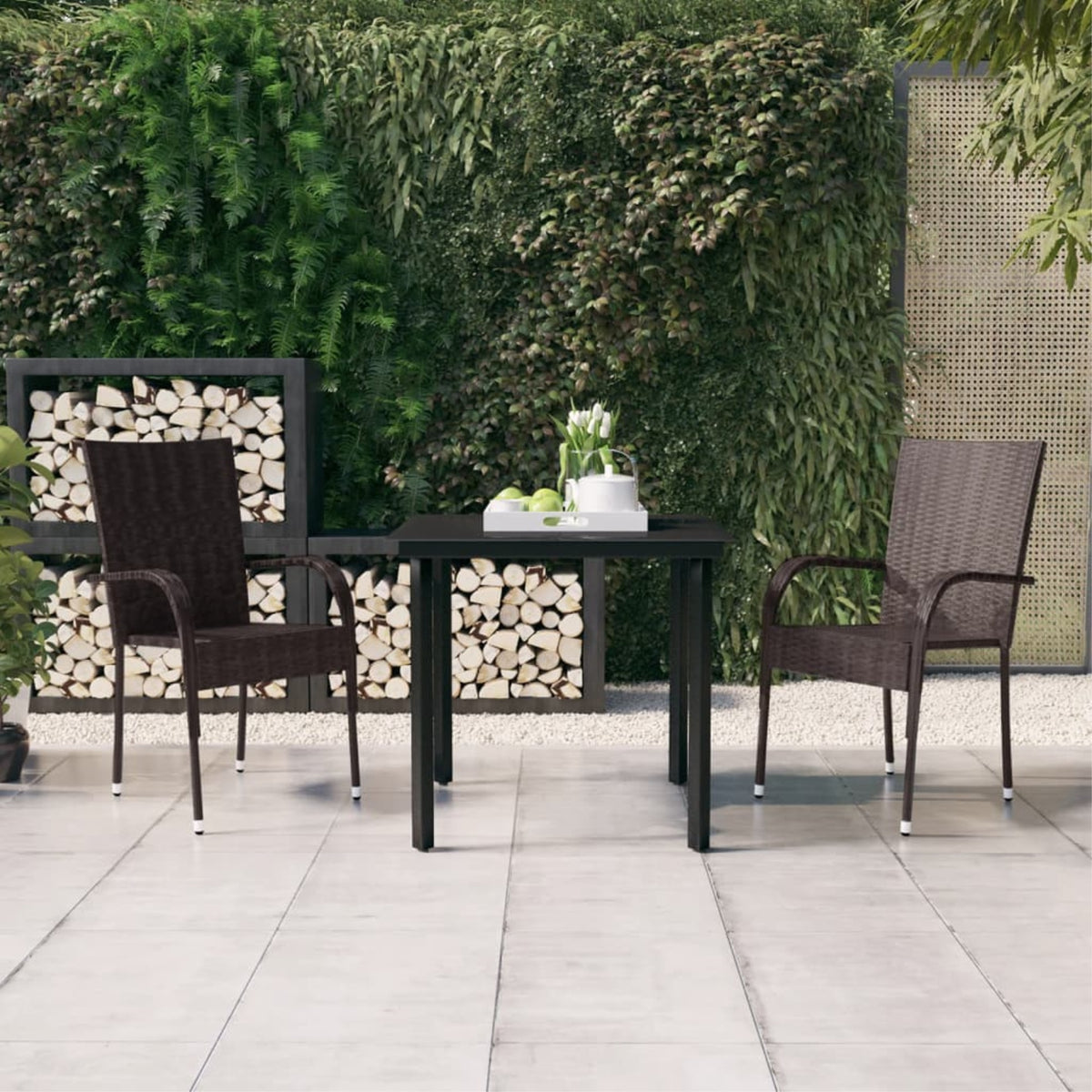 Vidaxl 3 Piece Patio Dining Set Brown And Black