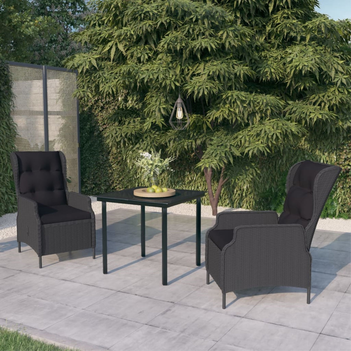 Vidaxl 3 Piece Patio Dining Set Dark Gray