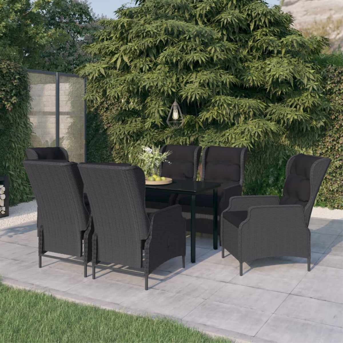 Vidaxl 7 Piece Patio Dining Set Dark Gray