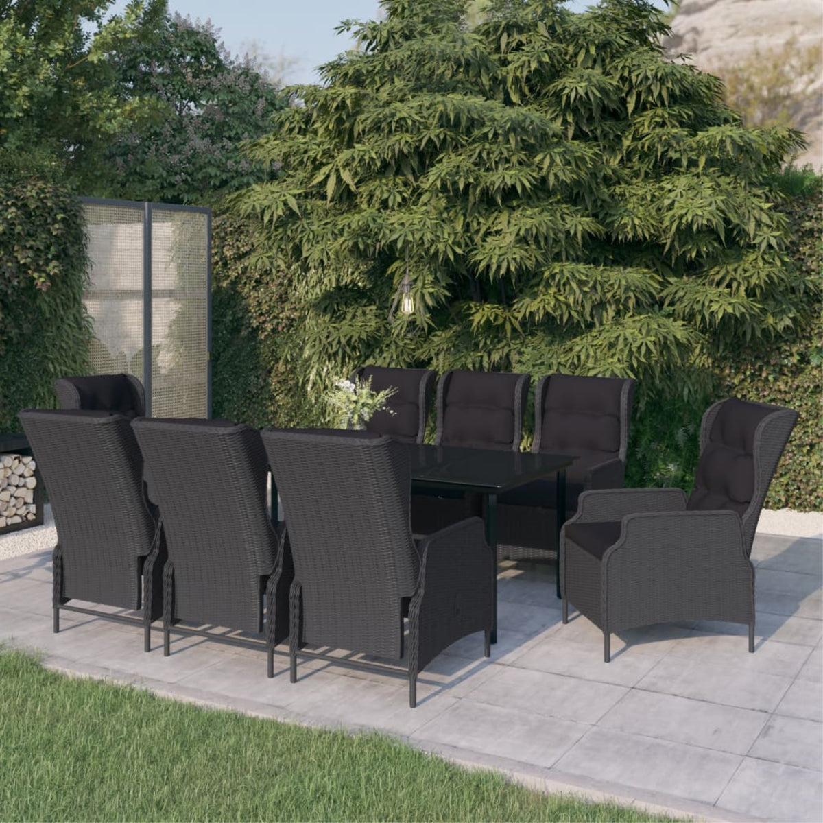 Vidaxl 9 Piece Patio Dining Set Dark Gray