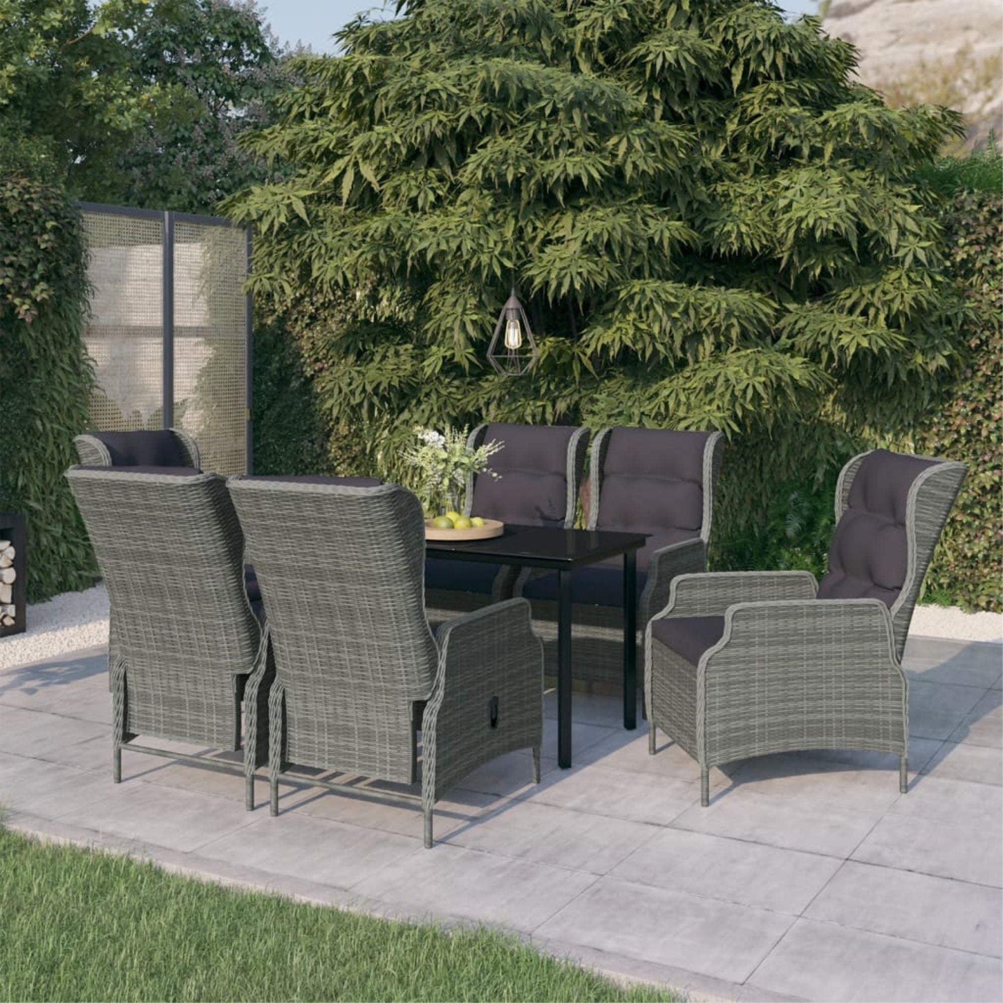 Vidaxl 7 Piece Patio Dining Set Light Gray