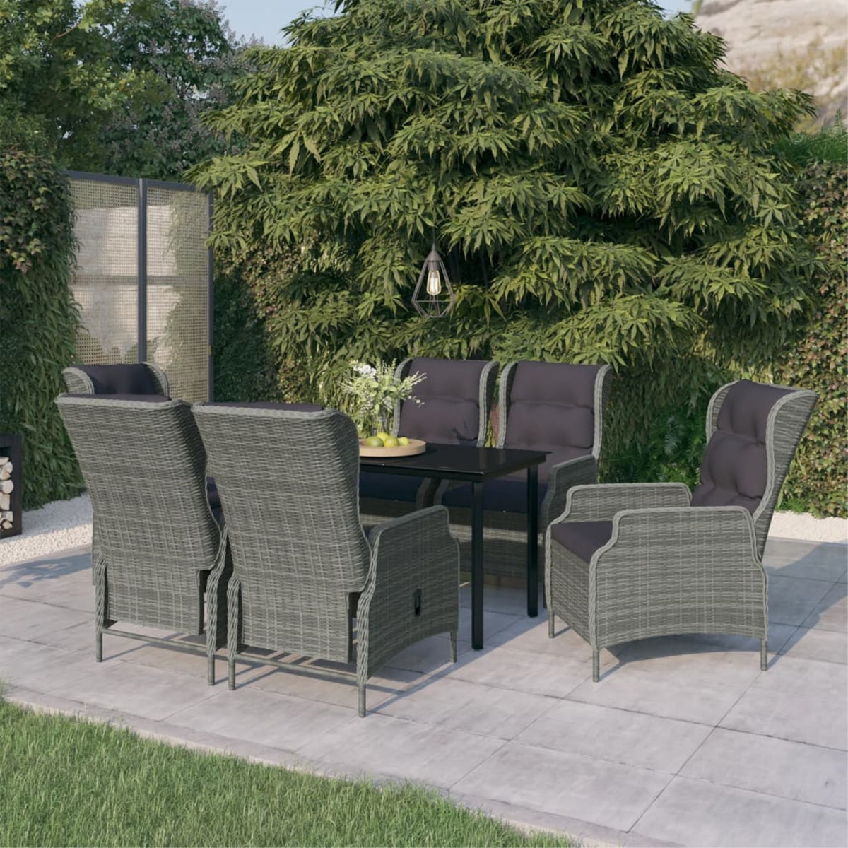 Vidaxl 7 Piece Patio Dining Set Light Gray