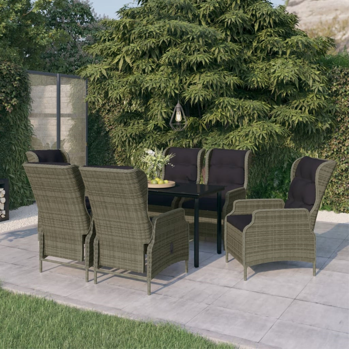 Vidaxl 7 Piece Patio Dining Set Brown
