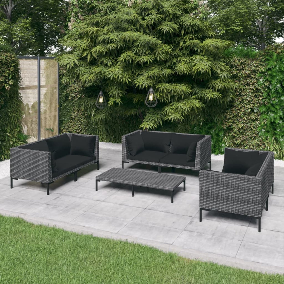 Vidaxl 7 Piece Patio Lounge Set With Cushions Poly Rattan Dark Gray