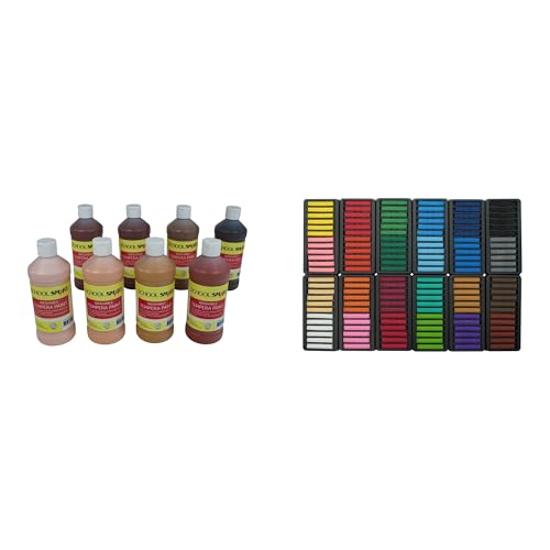 Casafoyer Washable Tempera Paints and Square Chalk Pastels Combo Kit for Arts and Crafts Activities