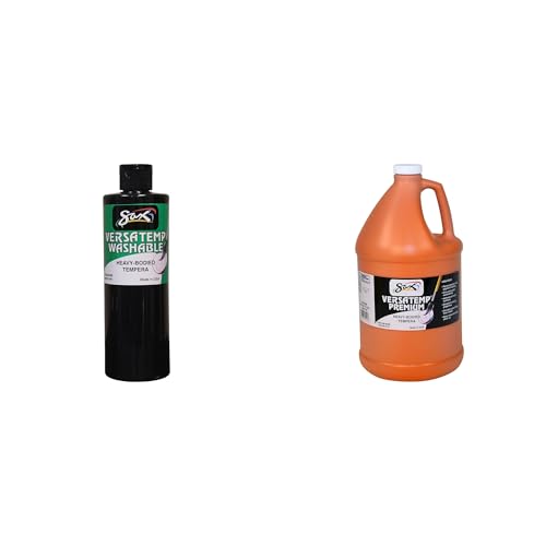 Casafoyer Washable Versatemp Heavy Bodied Tempera Paint Combo Kit, Black 1 Pint & Orange 1 Gallon  Ideal for Art Projects and Classroom Fun