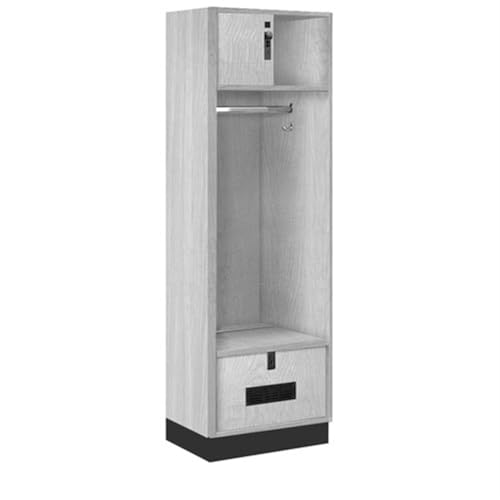 Salsbury 24 Wide Premier Wood Open Access Locker - 6 Feet High - 18 Inches Deep - Silver Teak - Black Hasps