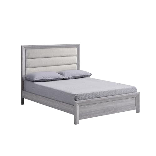 Laide Full Bed with Channel Tufted Upholstered Headboard, Driftwood Gray