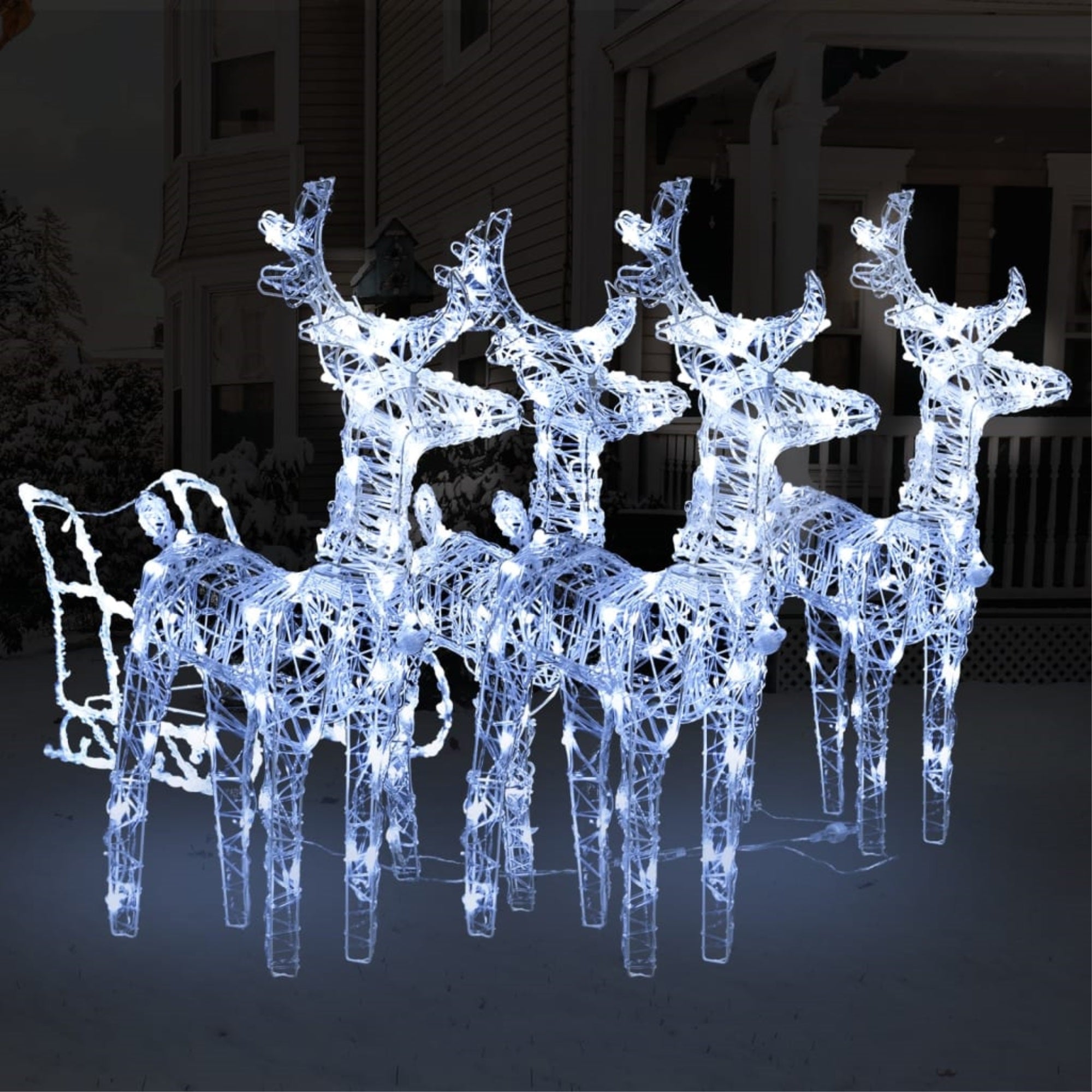 Vidaxl Reindeers & Sleigh Christmas Decoration 240 Leds Acrylic