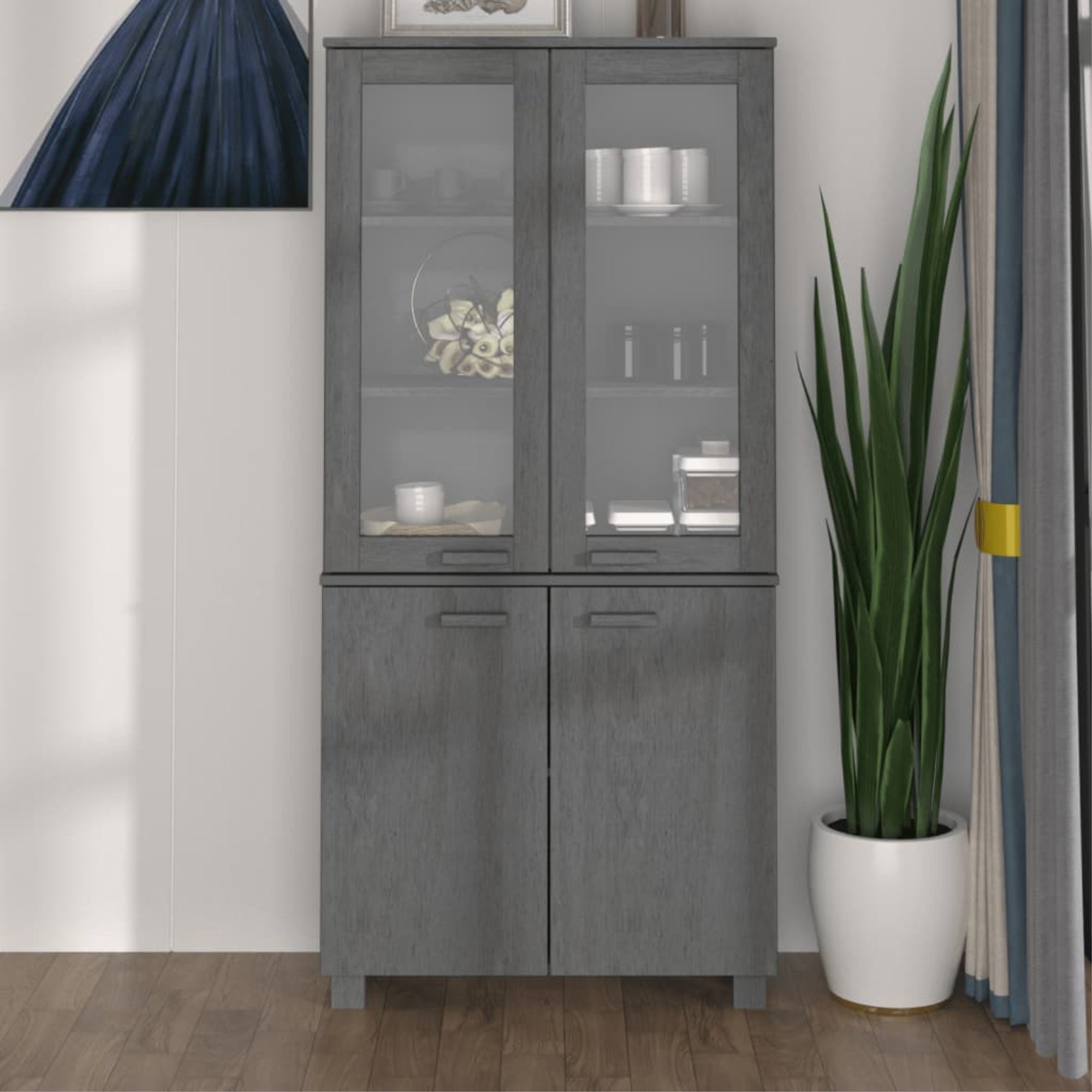 Vidaxl Highboard Solid Wood Pine Dark Gray