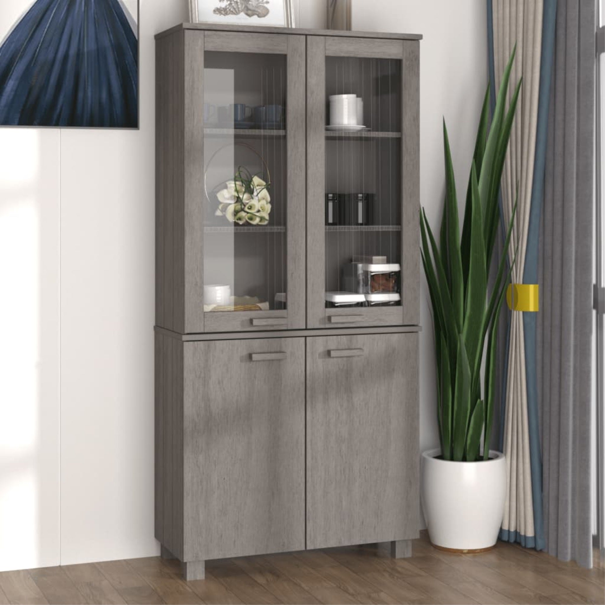 Vidaxl Highboard Solid Wood Pine Light Gray