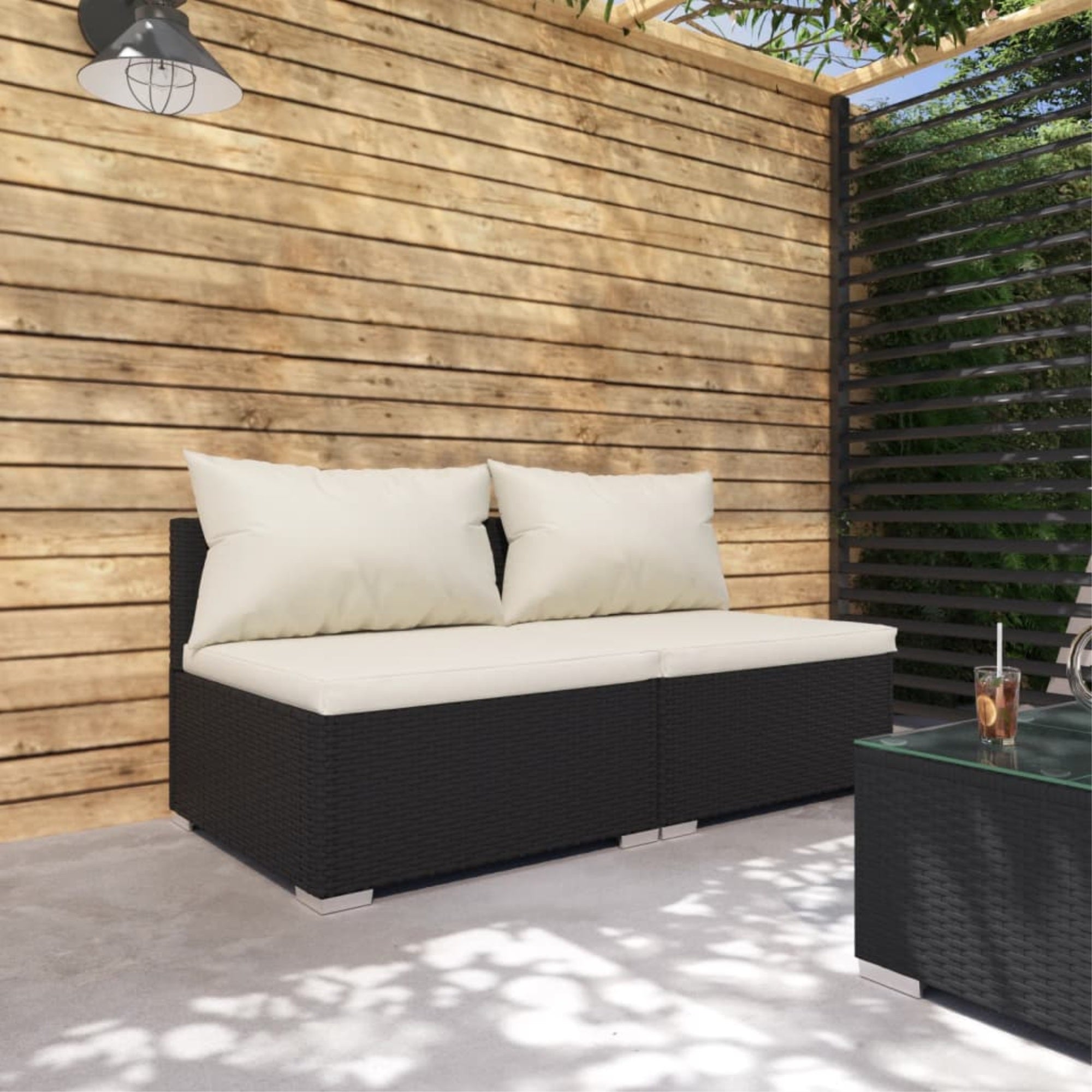 Vidaxl 2 Piece Patio Lounge Set With Cushions Poly Rattan Black