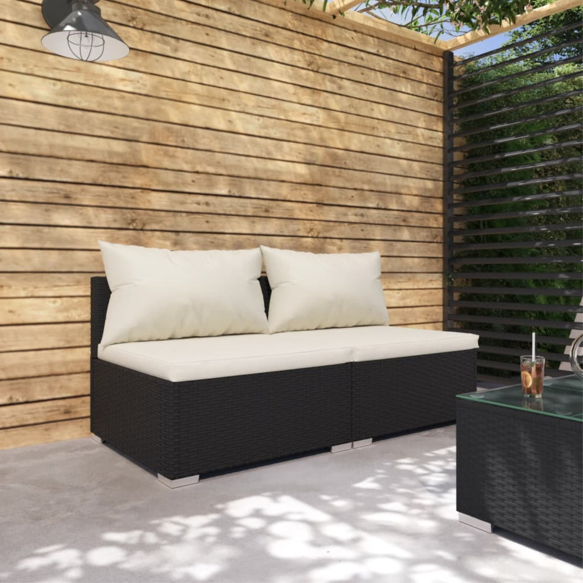 Vidaxl 2 Piece Patio Lounge Set With Cushions Poly Rattan Black