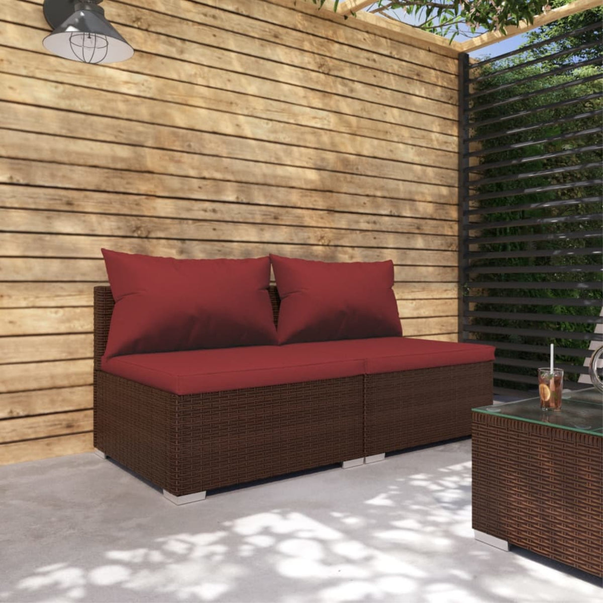 Vidaxl 2 Piece Patio Lounge Set With Cushions Poly Rattan Brown