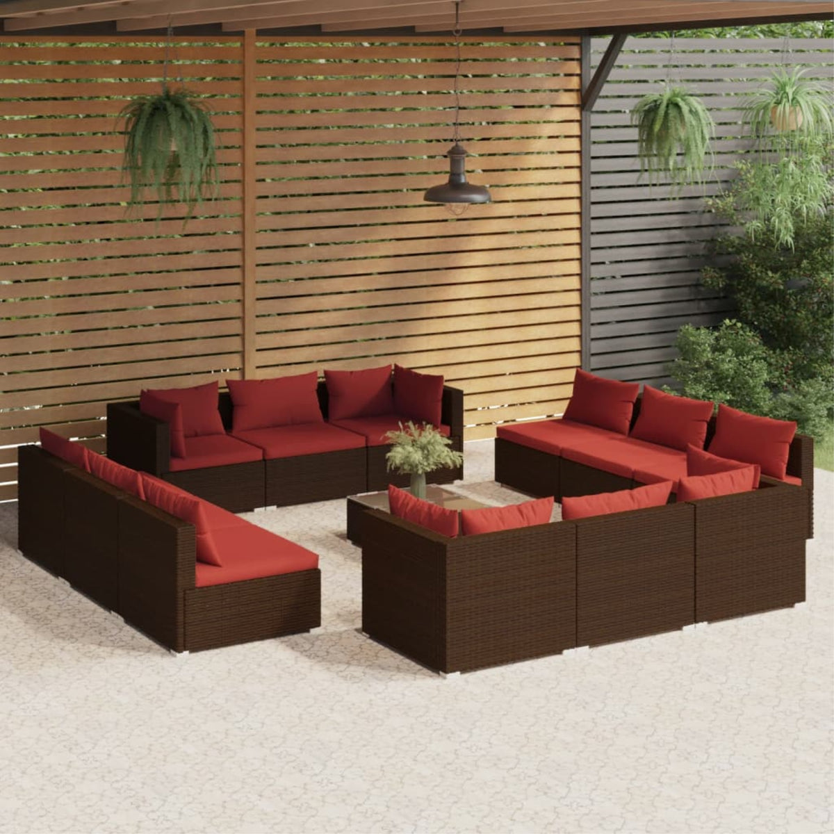 Vidaxl 13 Piece Patio Lounge Set With Cushions Poly Rattan Brown