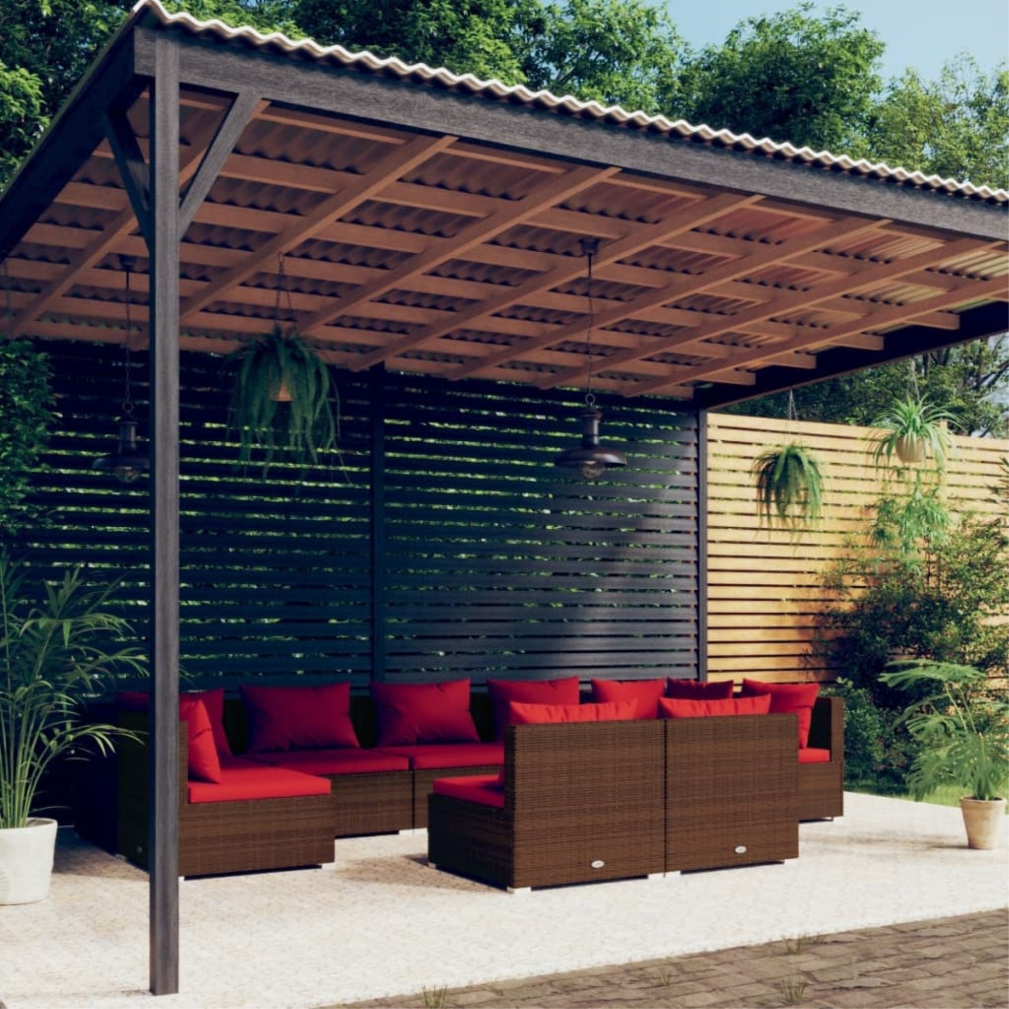 Vidaxl 9 Piece Patio Lounge Set With Cushions Brown Poly Rattan