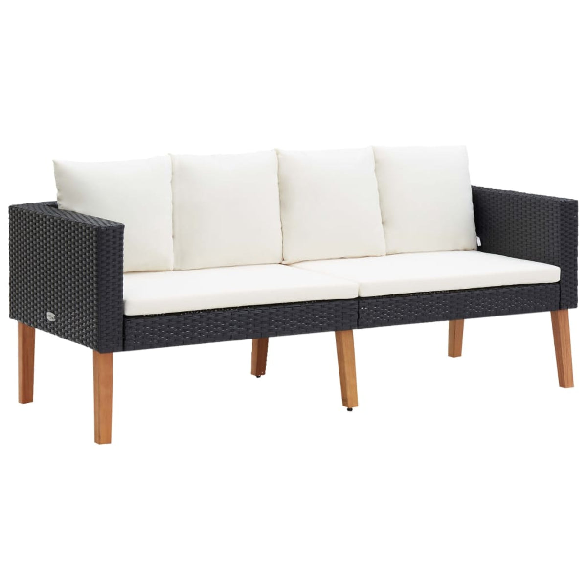 Vidaxl 2-Seater Garden Sofa With Cushions Poly Rattan Black