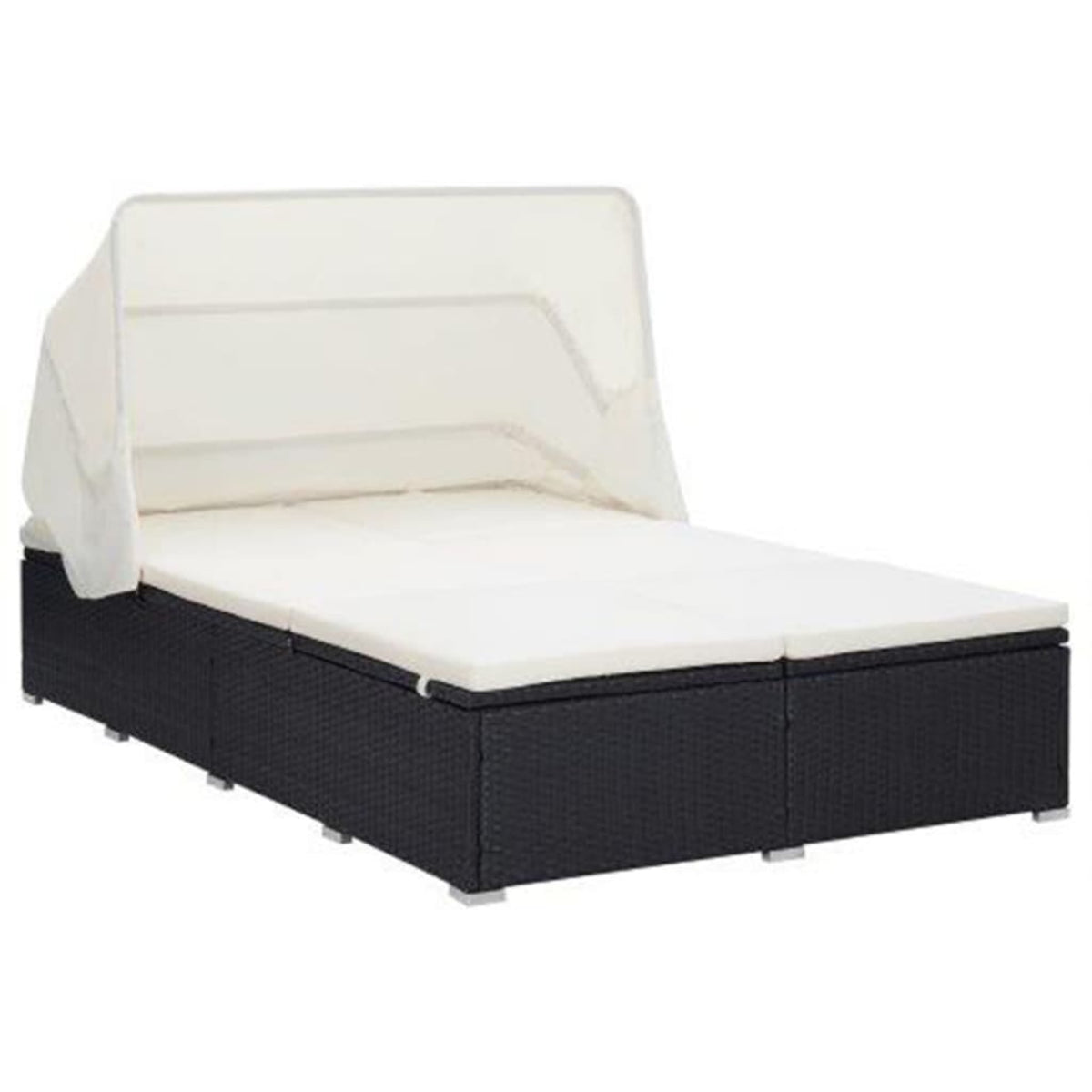 Vidaxl 2-Person Sunbed With Cushion Poly Rattan Black